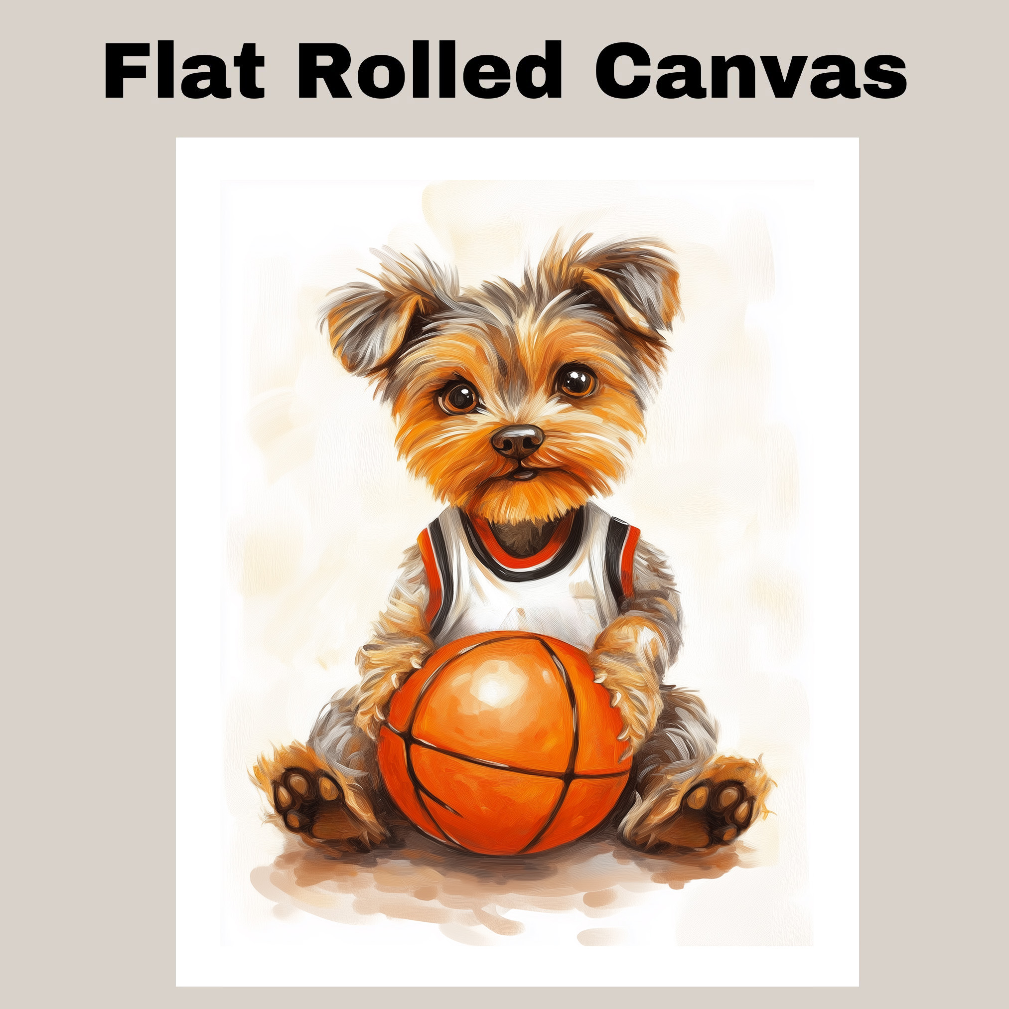 Yorkshire Terrier Basketball Wall Art Canvas Sports Decor Mens Game Room Gift