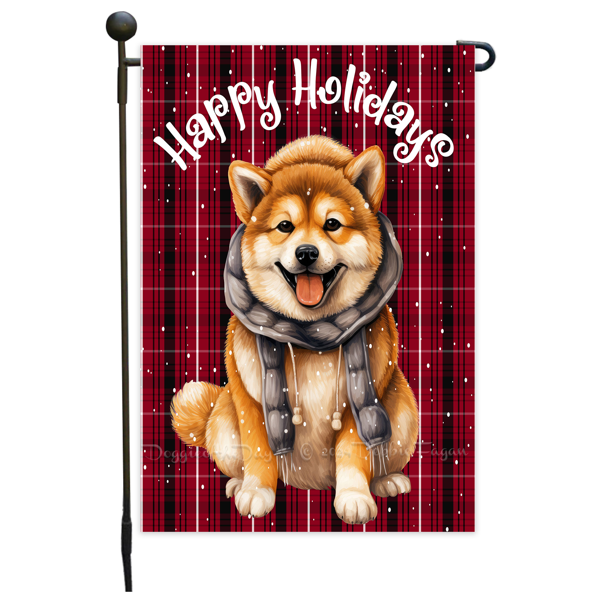 Happy Holidays Double Sided Garden Flag Dogs Lawn Patio Decor 12.5x18 NWT