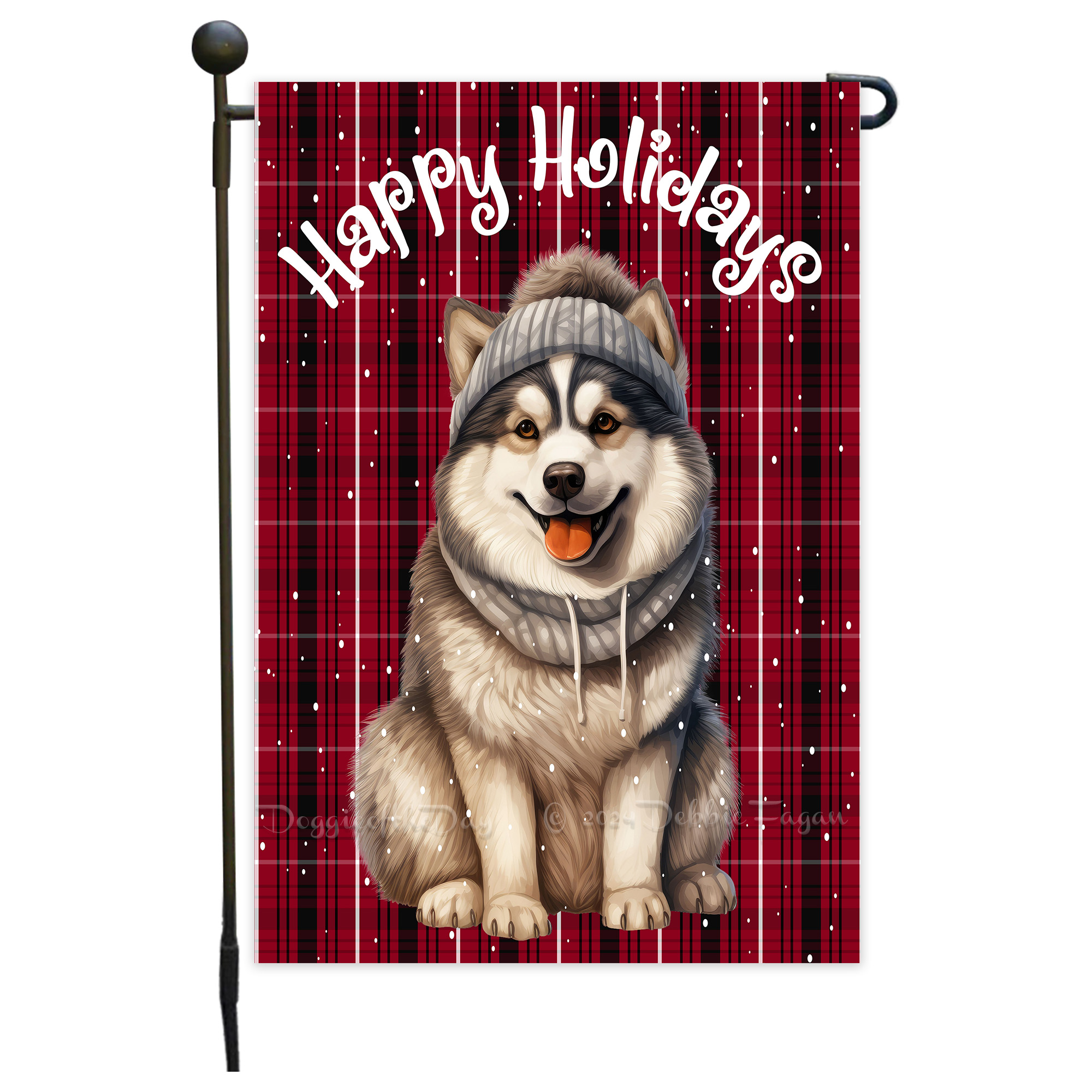 Happy Holidays Double Sided Garden Flag Dogs Lawn Patio Decor 12.5x18 NWT