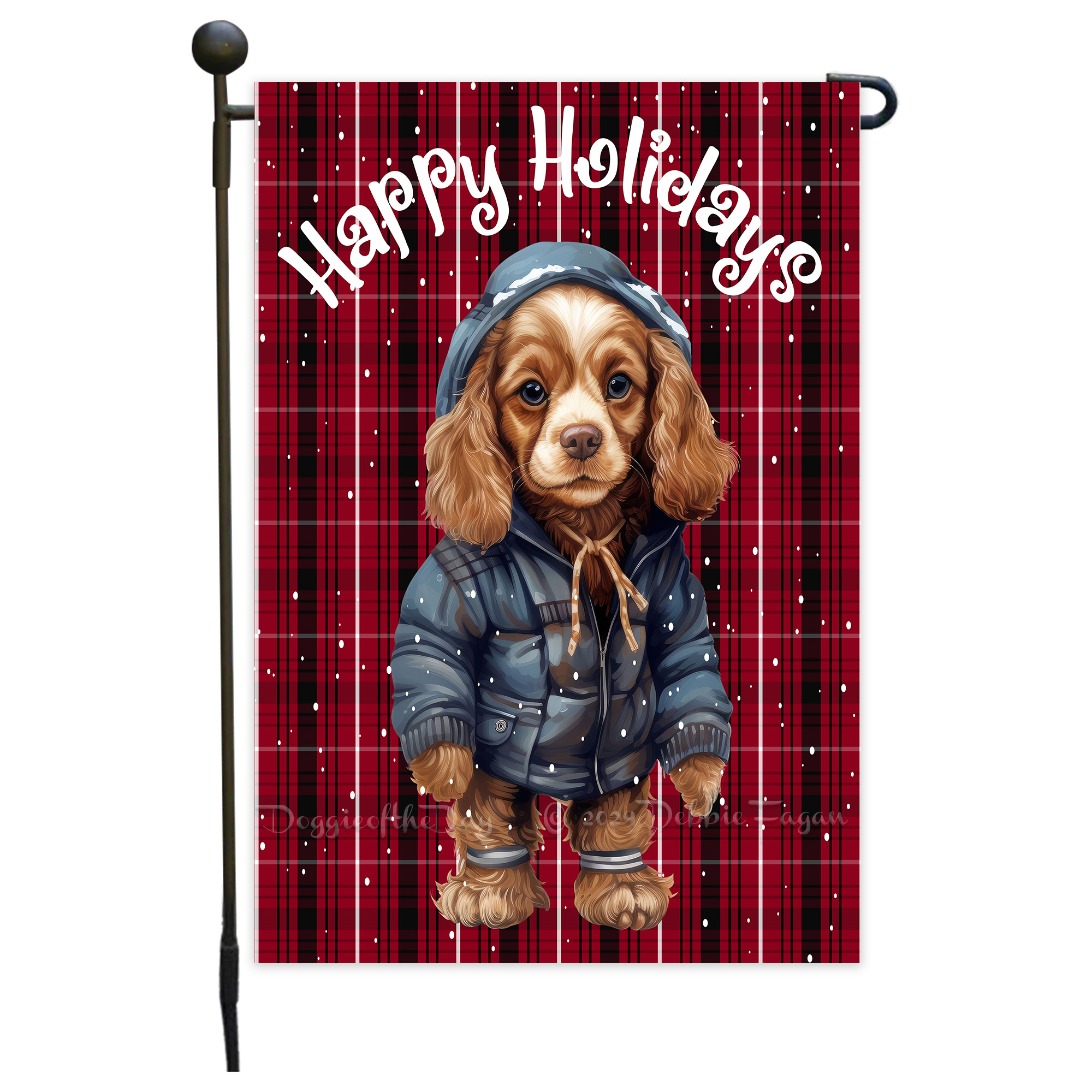 Happy Holidays Double Sided Garden Flag Dogs Lawn Patio Decor 12.5x18 NWT