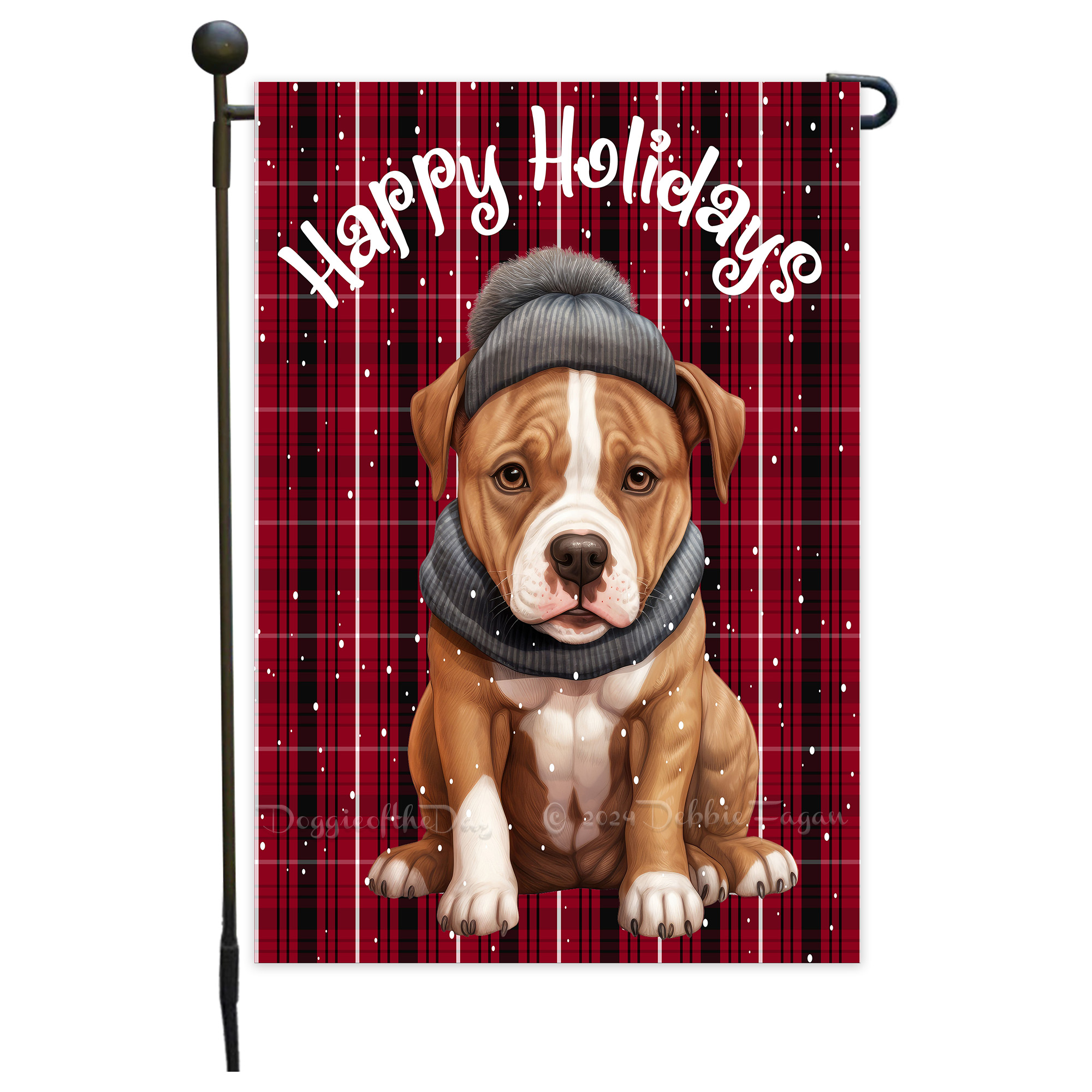 Happy Holidays Double Sided Garden Flag Dogs Lawn Patio Decor 12.5x18 NWT