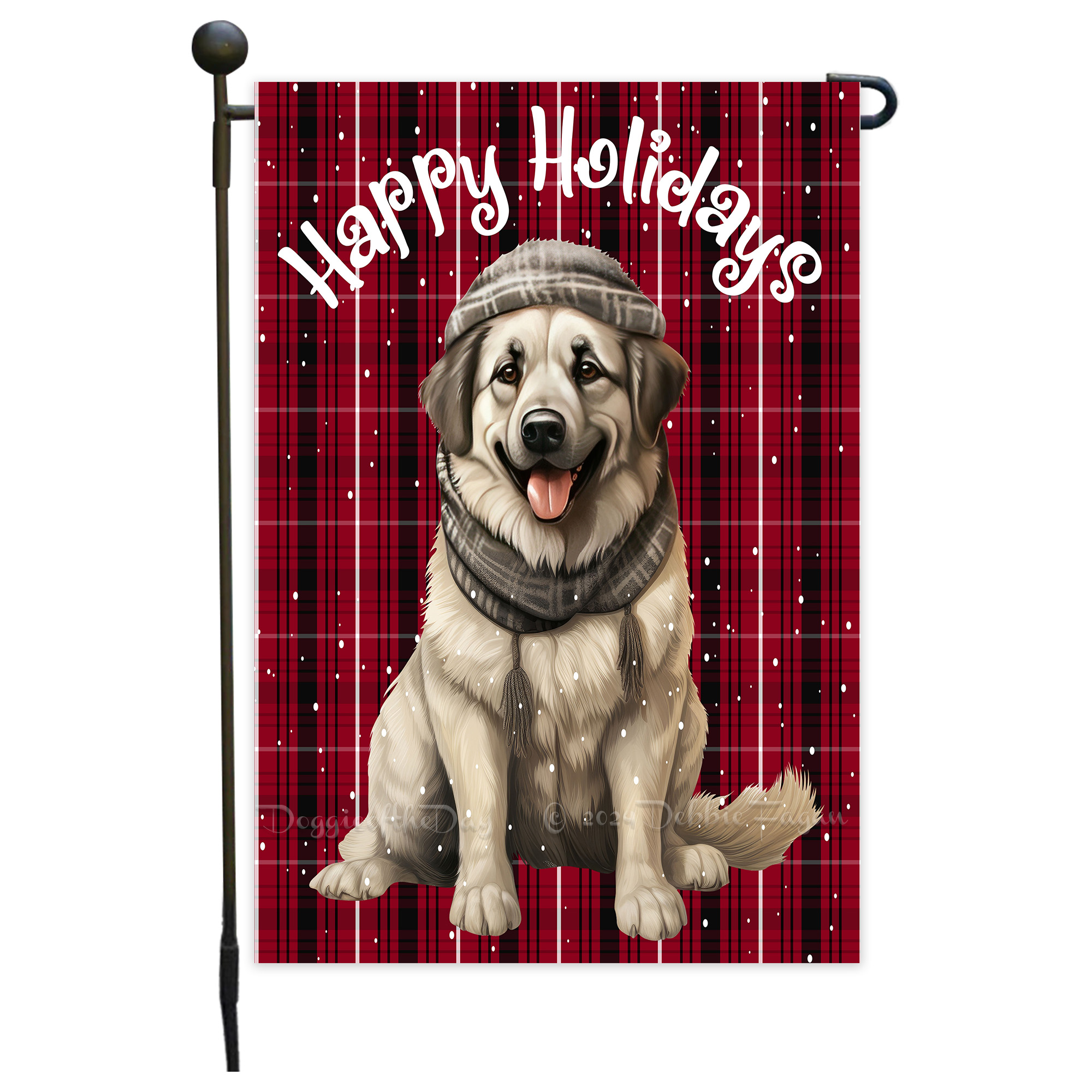 Happy Holidays Double Sided Garden Flag Dogs Lawn Patio Decor 12.5x18 NWT