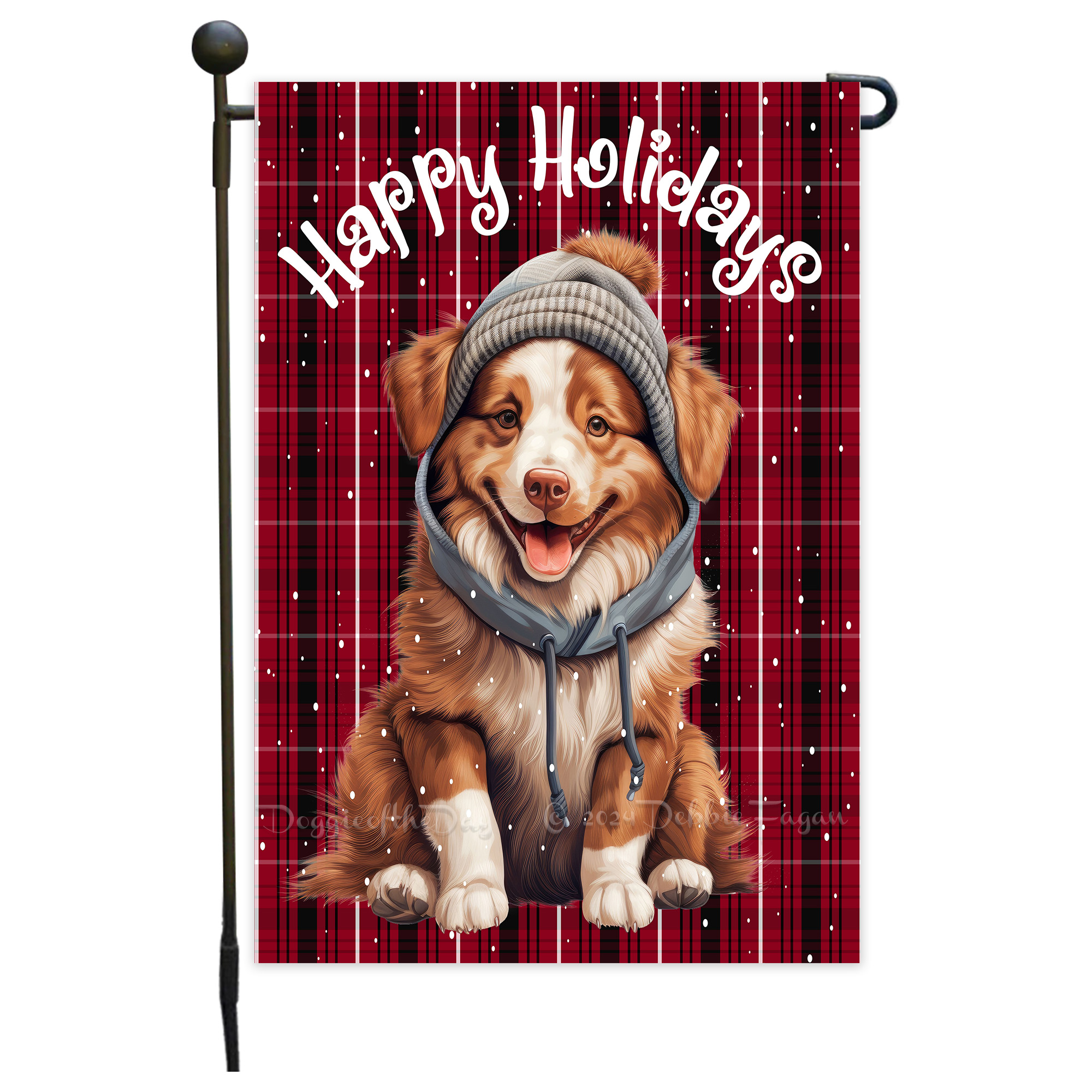 Happy Holidays Double Sided Garden Flag Dogs Lawn Patio Decor 12.5x18 NWT