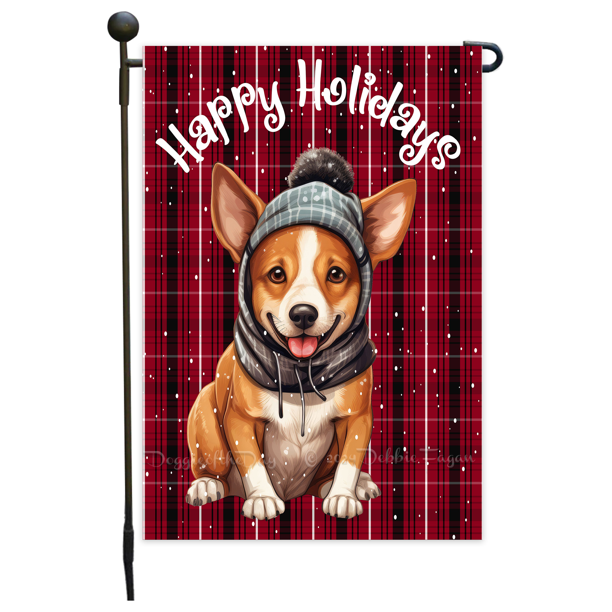 Happy Holidays Double Sided Garden Flag Dogs Lawn Patio Decor 12.5x18 NWT