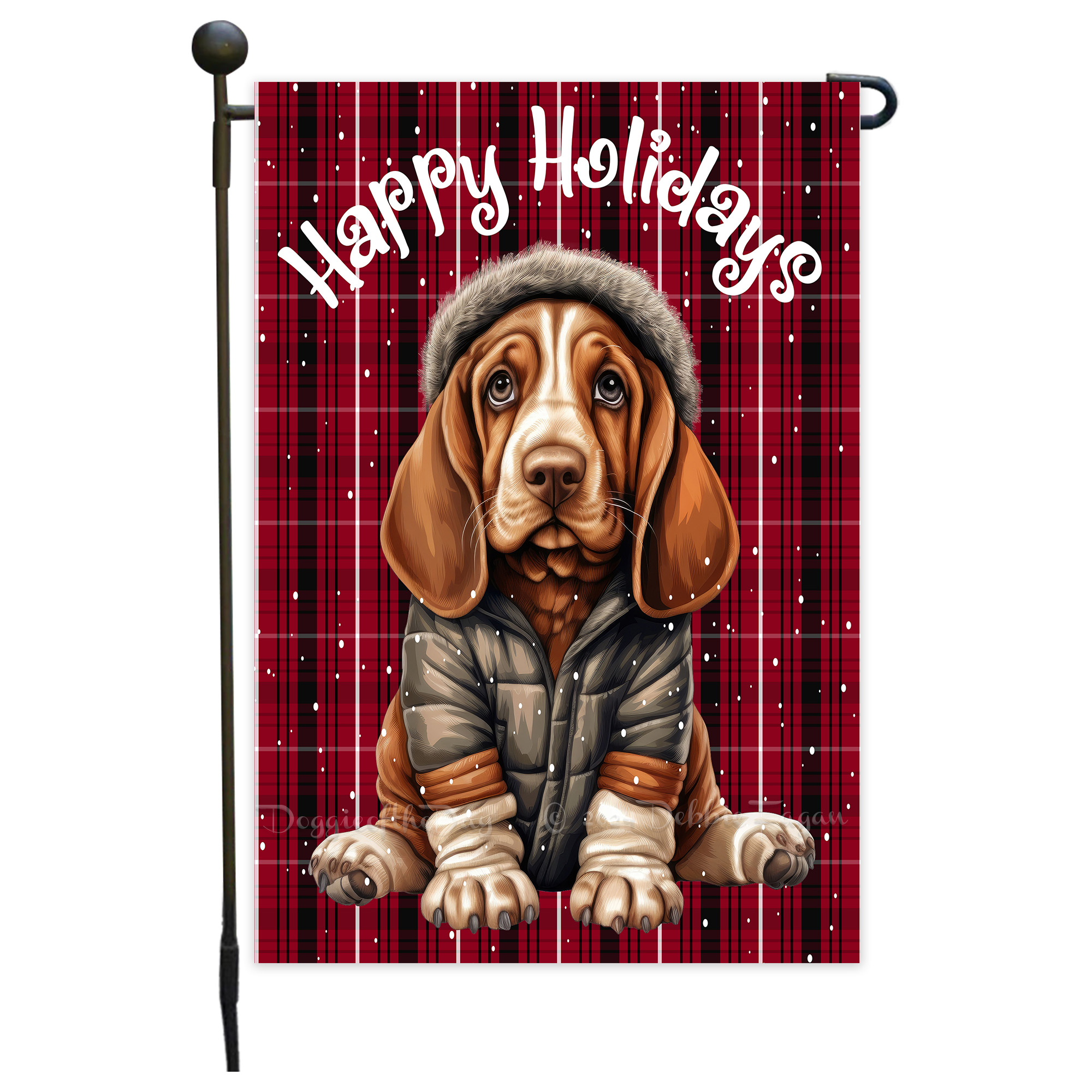 Happy Holidays Double Sided Garden Flag Dogs Lawn Patio Decor 12.5x18 NWT