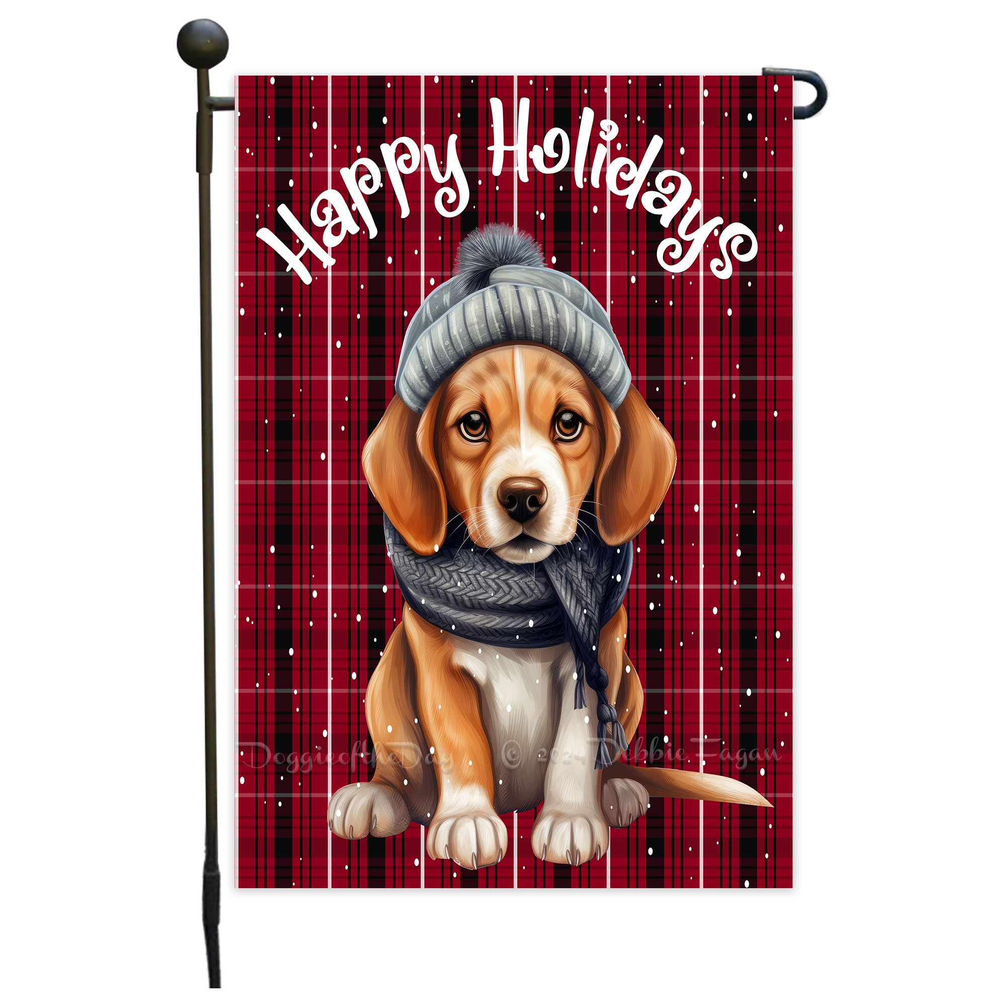 Happy Holidays Double Sided Garden Flag Dogs Lawn Patio Decor 12.5x18 NWT