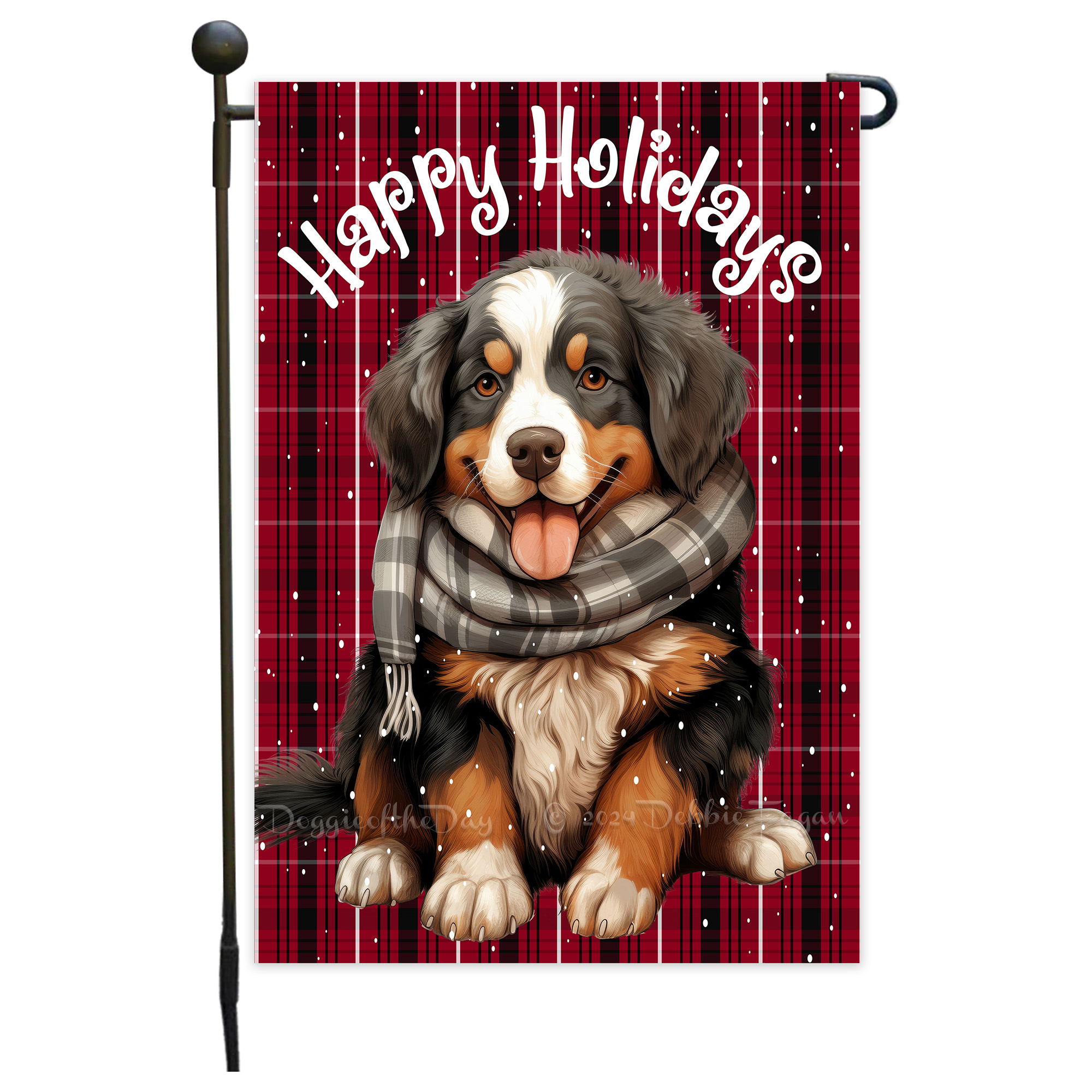 Happy Holidays Double Sided Garden Flag Dogs Lawn Patio Decor 12.5x18 NWT