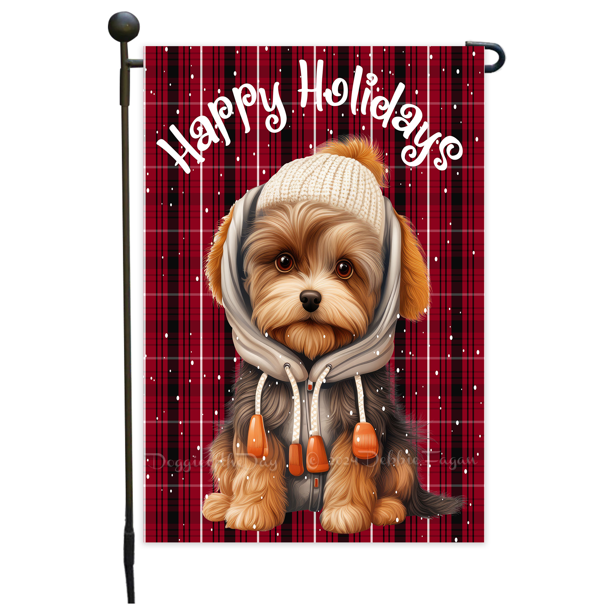 Happy Holidays Double Sided Garden Flag Dogs Lawn Patio Decor 12.5x18 NWT