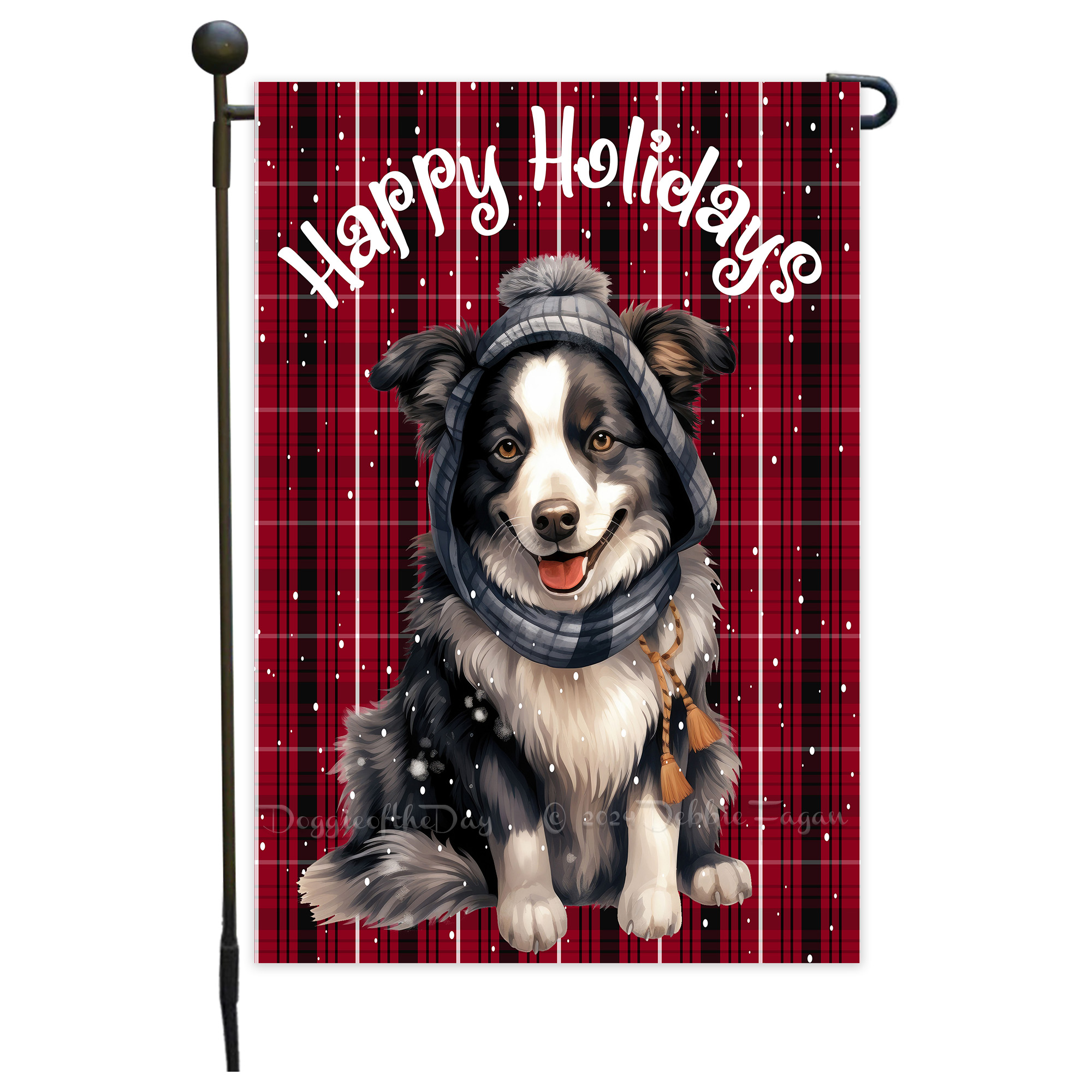 Happy Holidays Double Sided Garden Flag Dogs Lawn Patio Decor 12.5x18 NWT