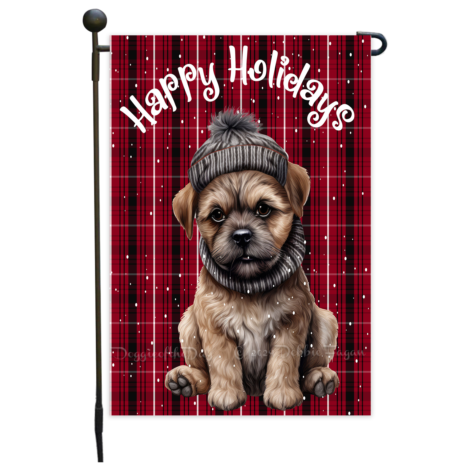 Happy Holidays Double Sided Garden Flag Dogs Lawn Patio Decor 12.5x18 NWT