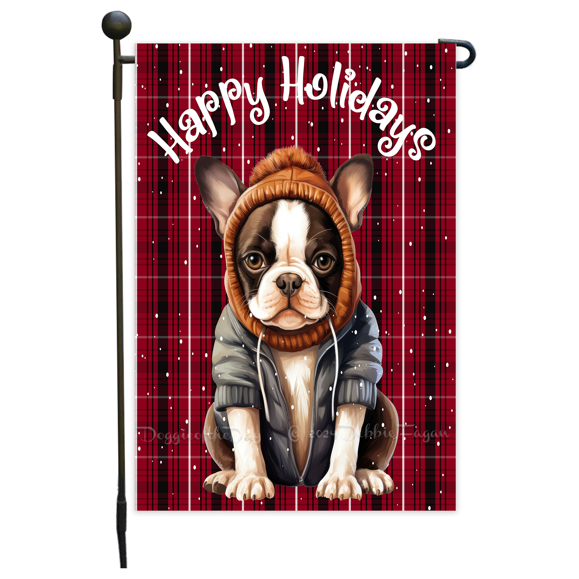 Happy Holidays Double Sided Garden Flag Dogs Lawn Patio Decor 12.5x18 NWT