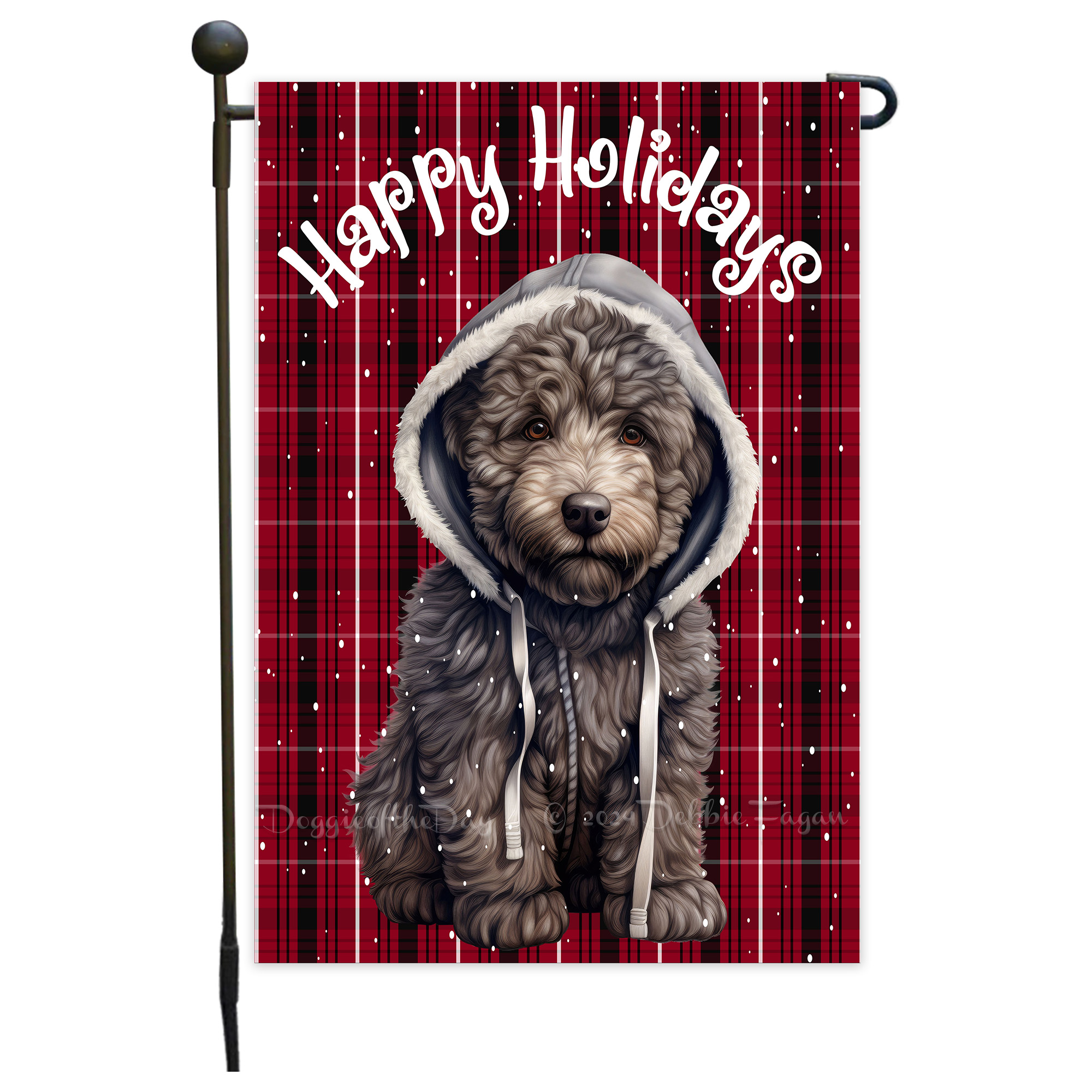 Happy Holidays Double Sided Garden Flag Dogs Lawn Patio Decor 12.5x18 NWT