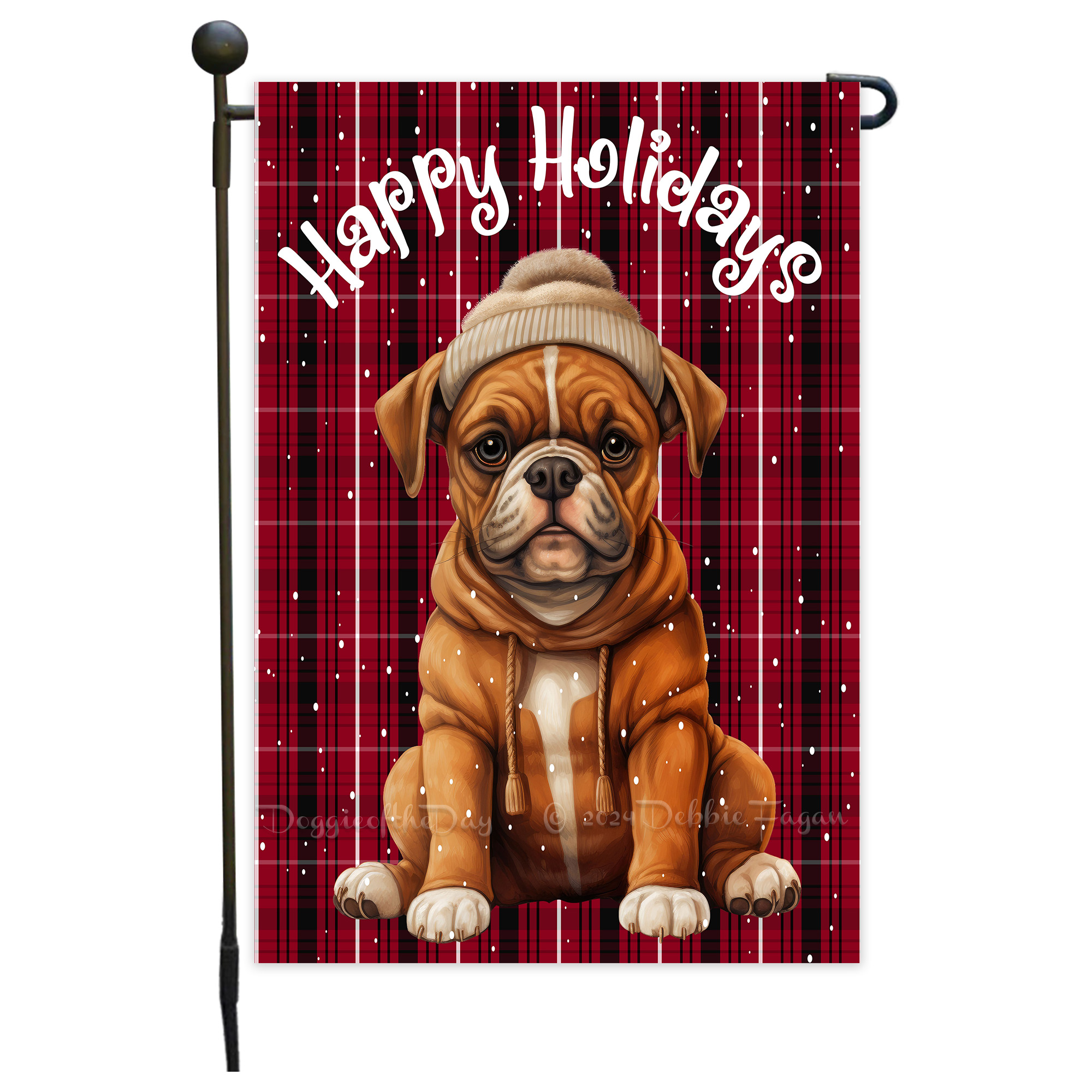 Happy Holidays Double Sided Garden Flag Dogs Lawn Patio Decor 12.5x18 NWT