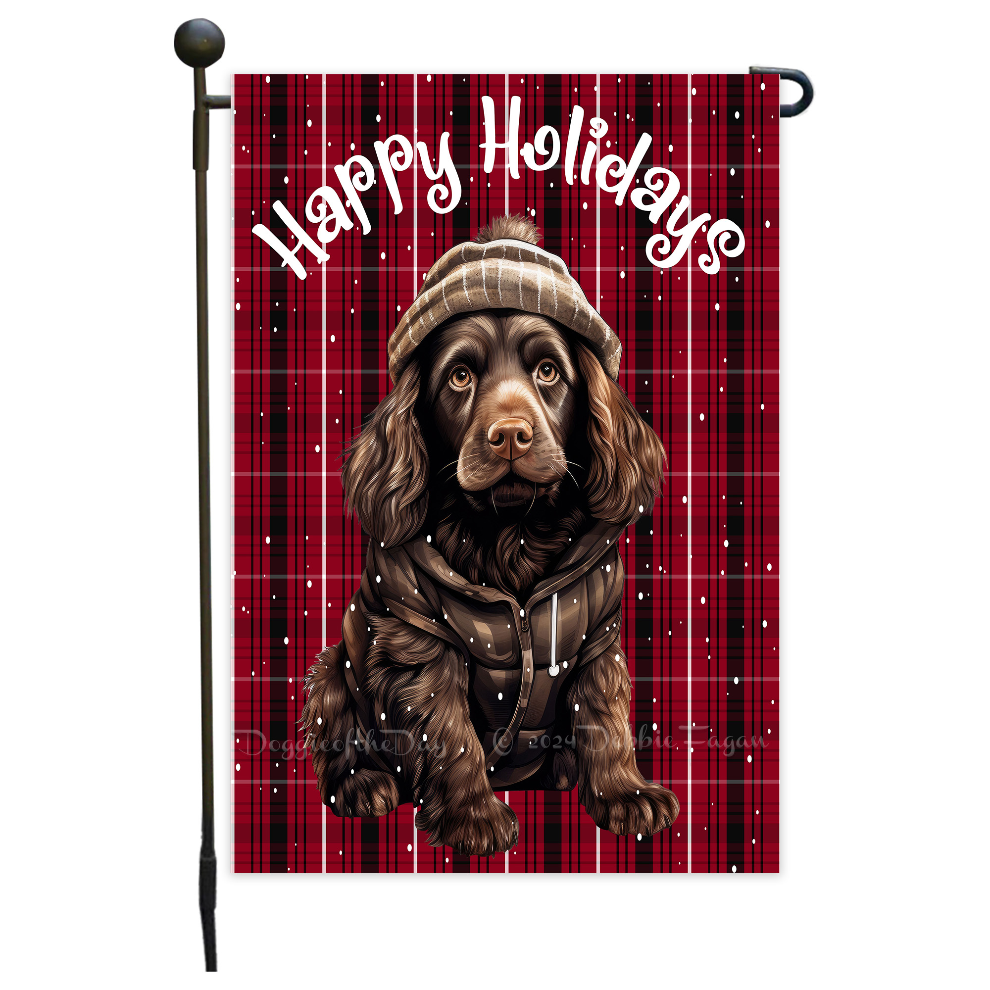 Happy Holidays Double Sided Garden Flag Dogs Lawn Patio Decor 12.5x18 NWT