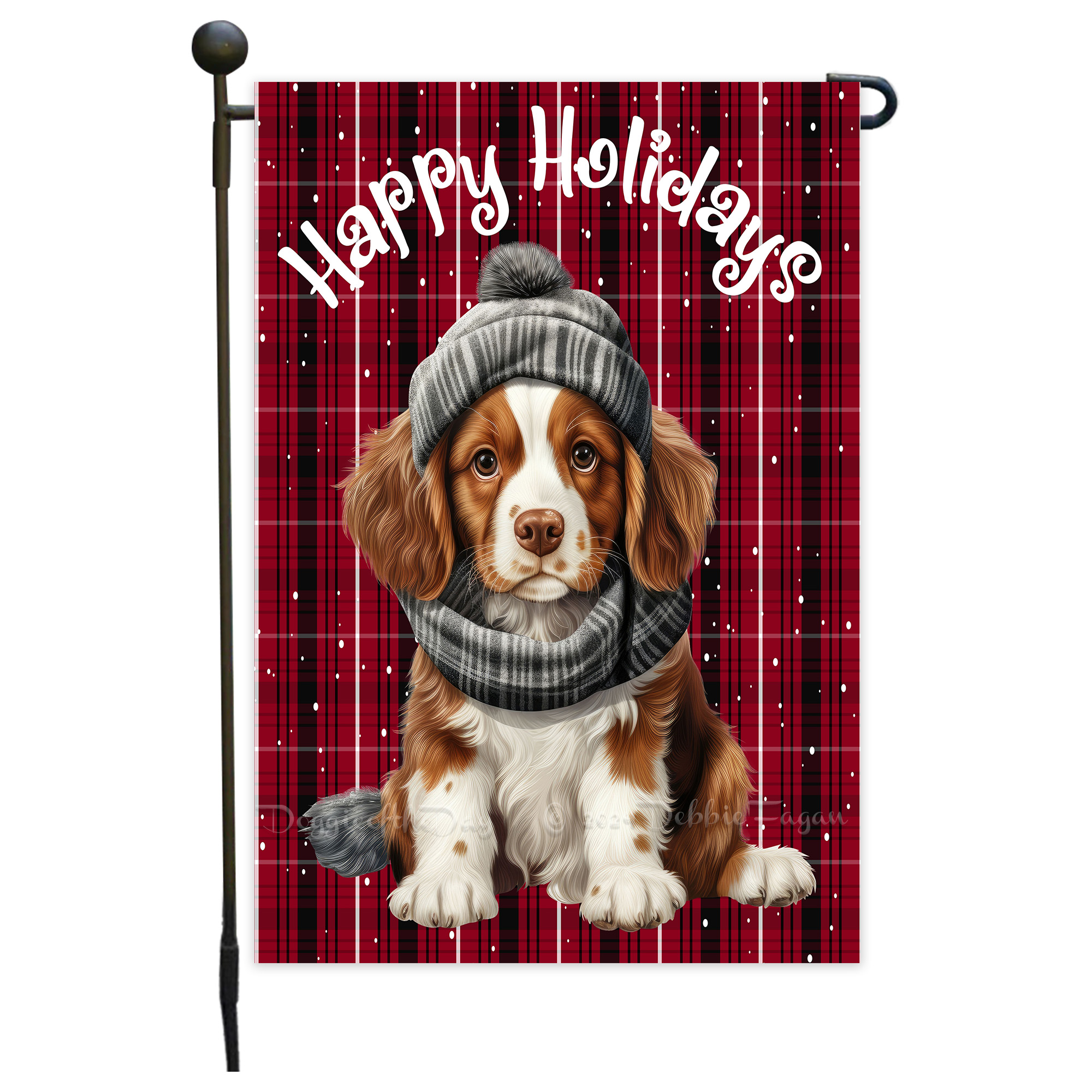 Happy Holidays Double Sided Garden Flag Dogs Lawn Patio Decor 12.5x18 NWT