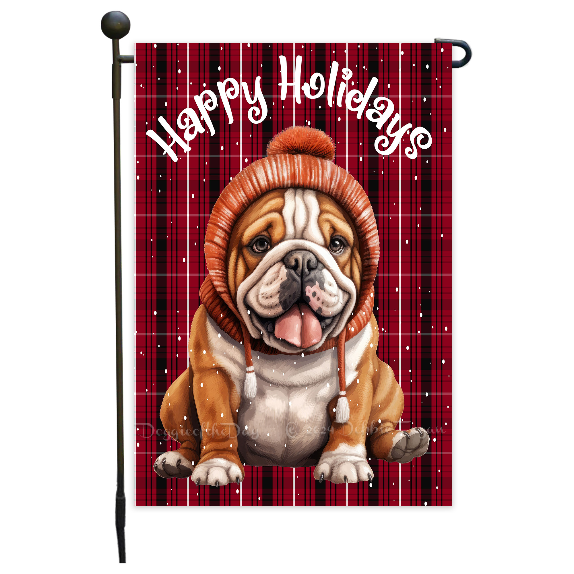 Happy Holidays Double Sided Garden Flag Dogs Lawn Patio Decor 12.5x18 NWT