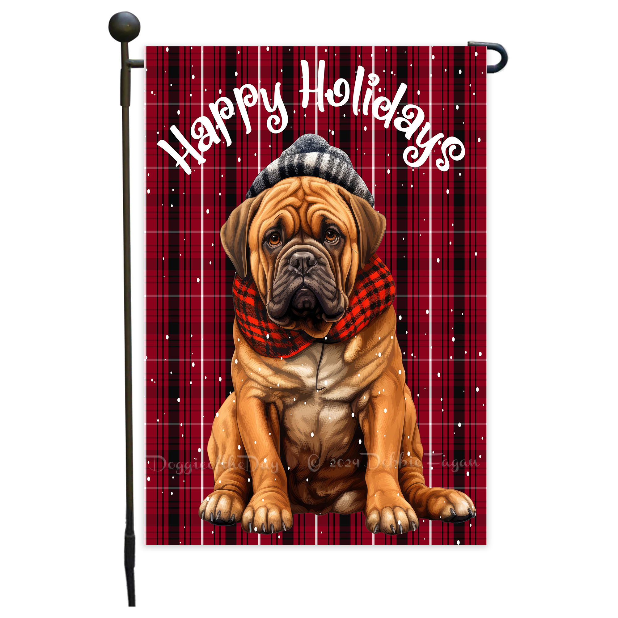 Happy Holidays Double Sided Garden Flag Dogs Lawn Patio Decor 12.5x18 NWT