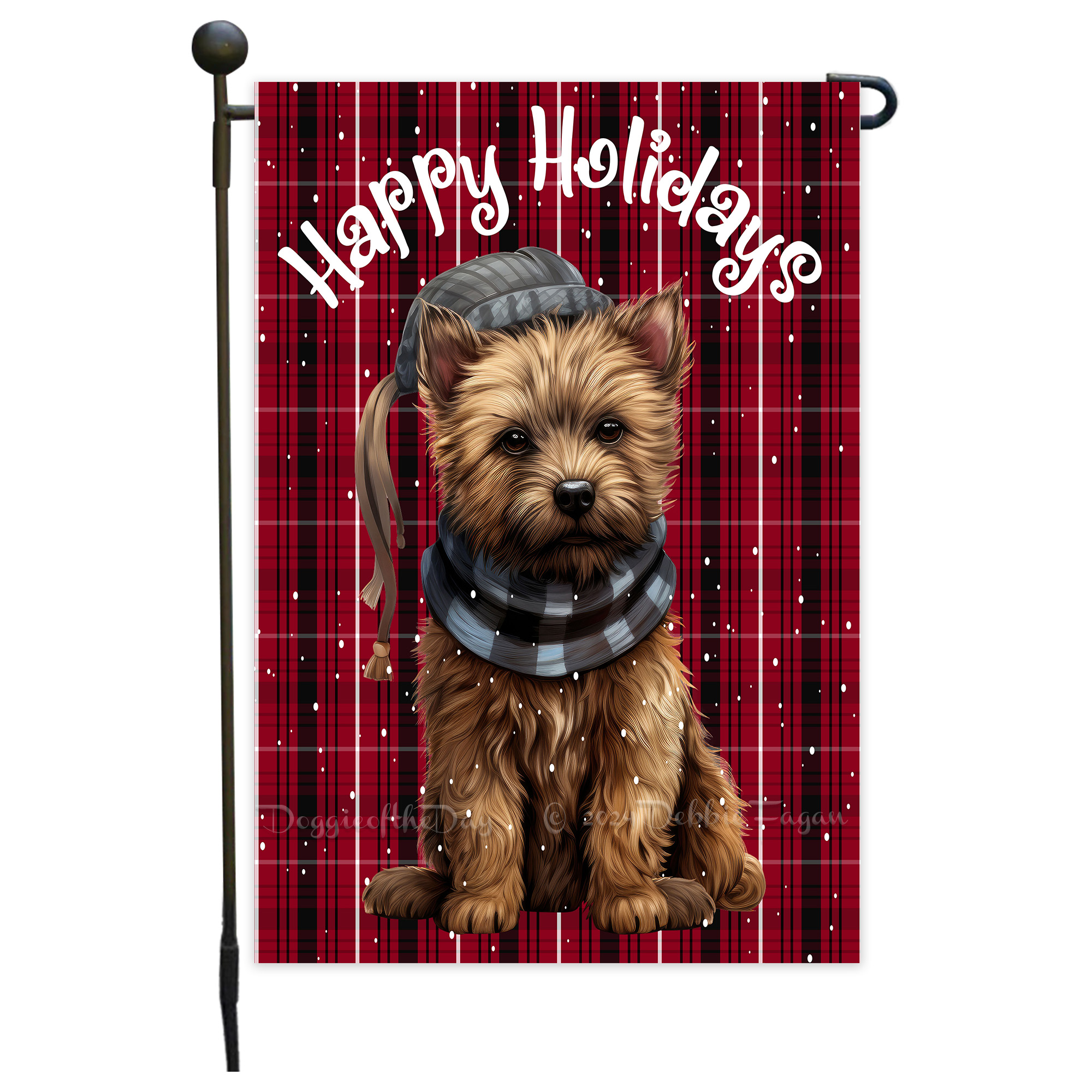 Happy Holidays Double Sided Garden Flag Dogs Lawn Patio Decor 12.5x18 NWT