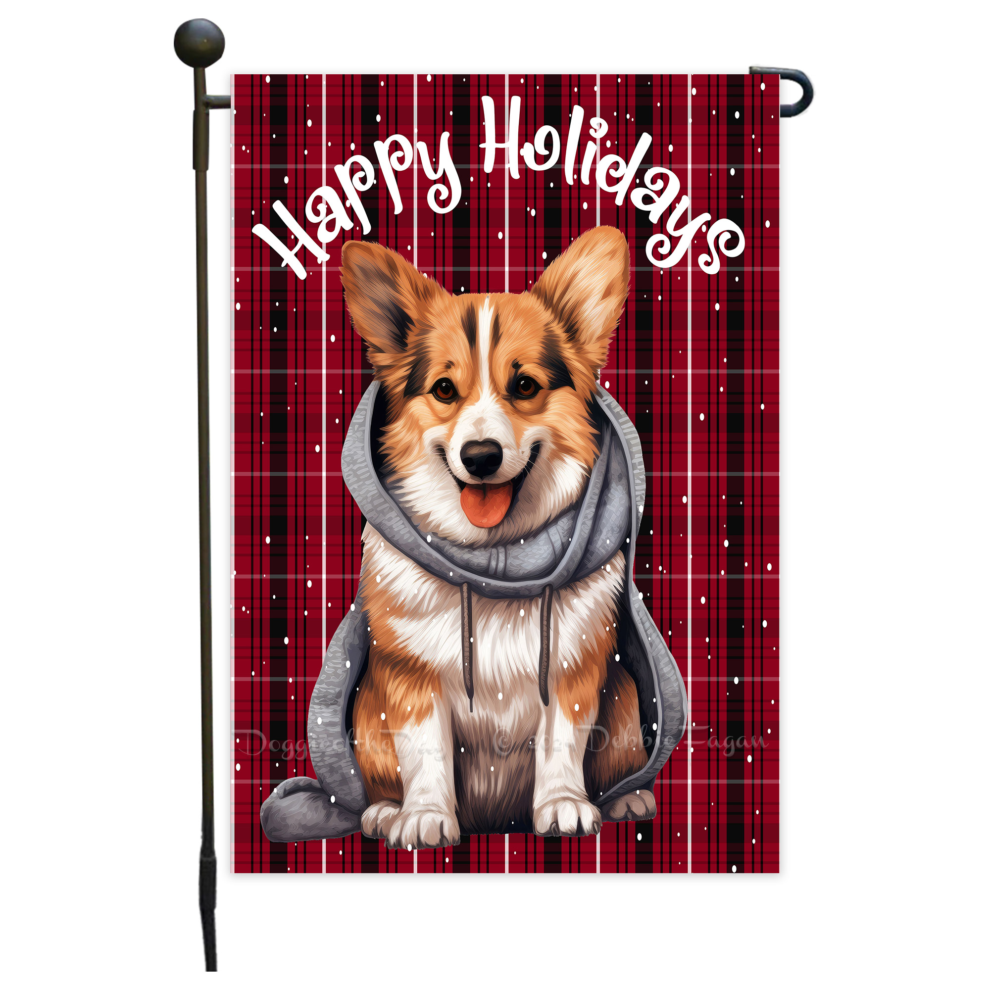 Happy Holidays Double Sided Garden Flag Dogs Lawn Patio Decor 12.5x18 NWT