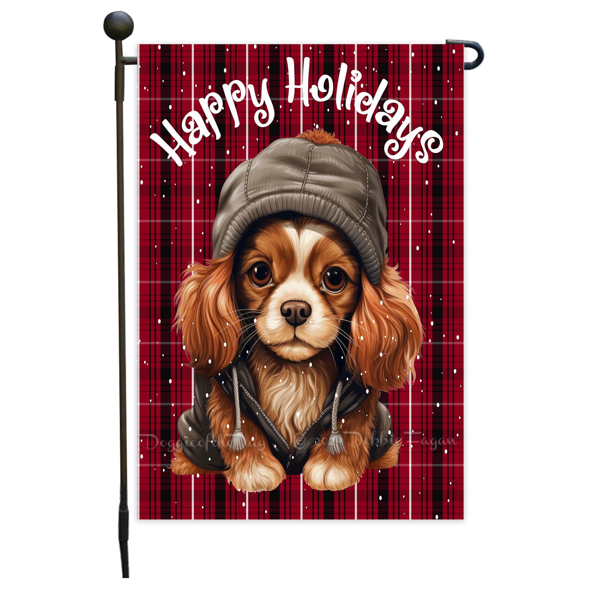 Happy Holidays Double Sided Garden Flag Dogs Lawn Patio Decor 12.5x18 NWT