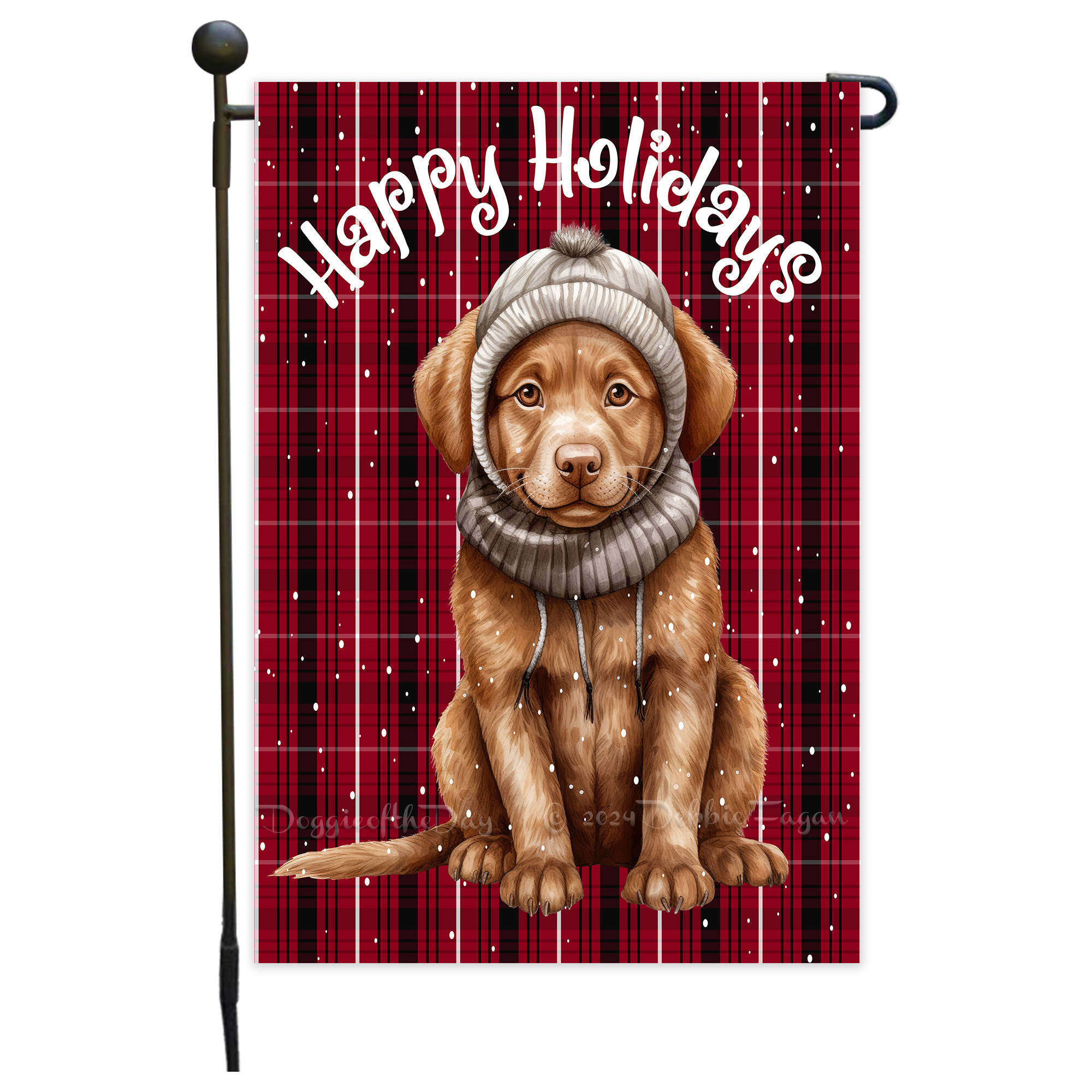 Happy Holidays Double Sided Garden Flag Dogs Lawn Patio Decor 12.5x18 NWT