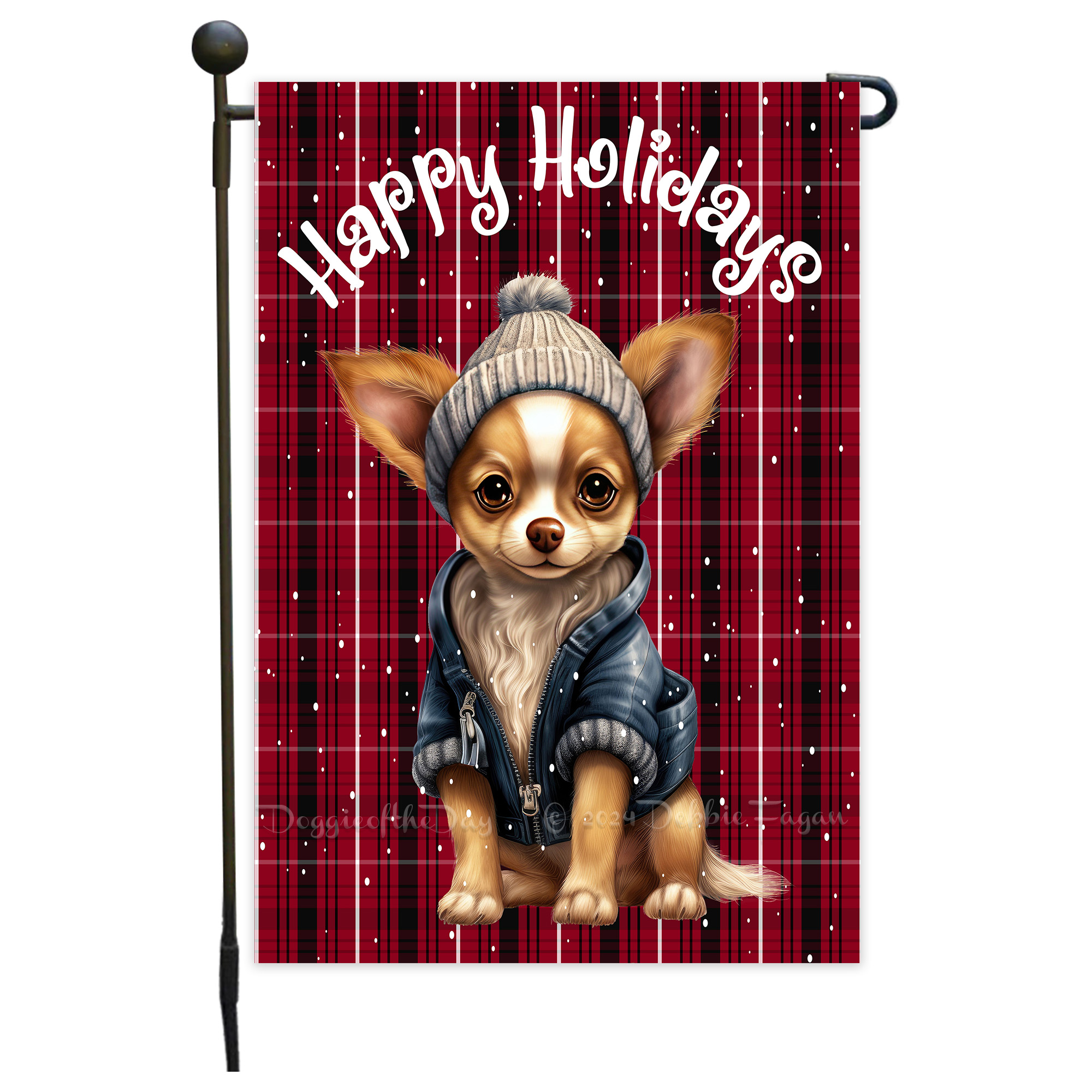 Happy Holidays Double Sided Garden Flag Dogs Lawn Patio Decor 12.5x18 NWT