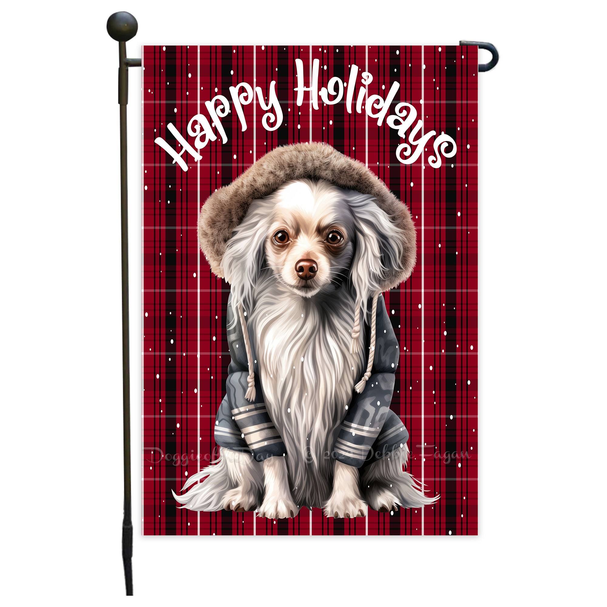 Happy Holidays Double Sided Garden Flag Dogs Lawn Patio Decor 12.5x18 NWT