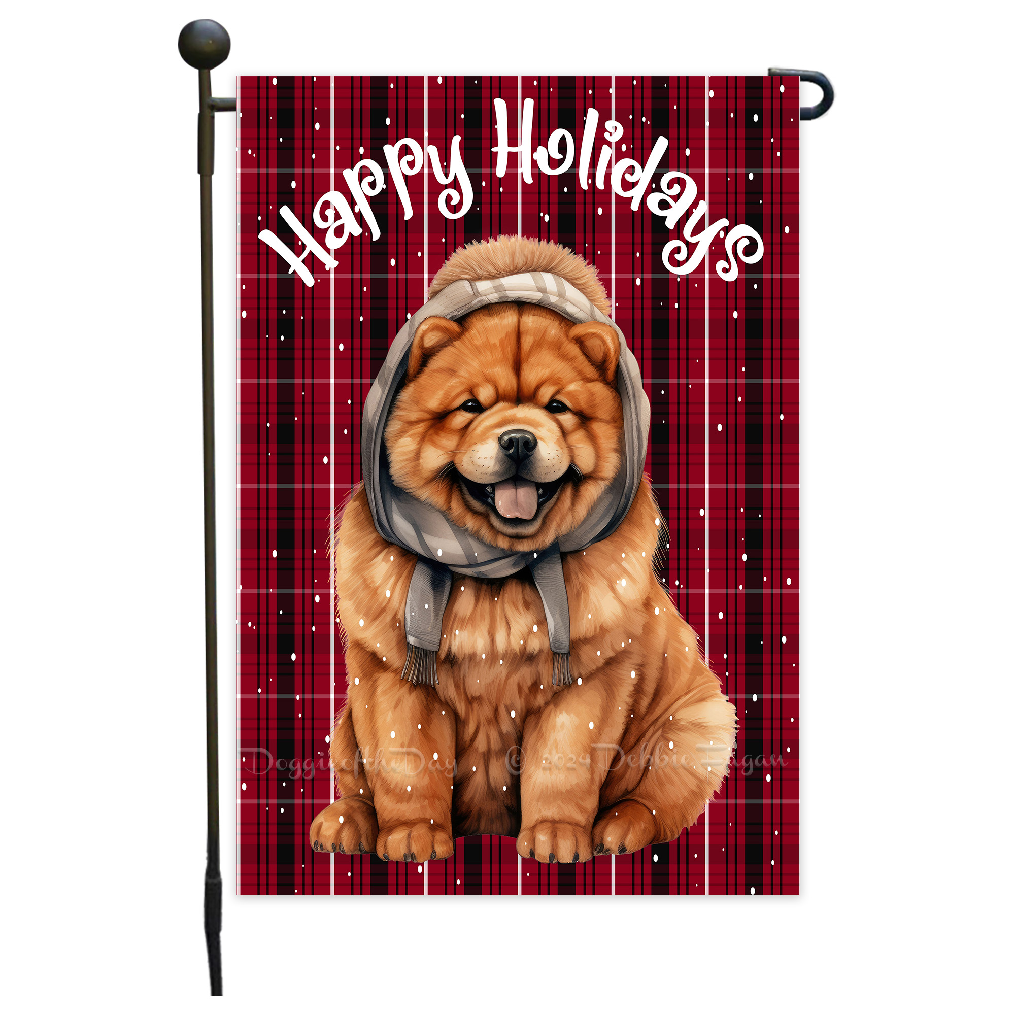 Happy Holidays Double Sided Garden Flag Dogs Lawn Patio Decor 12.5x18 NWT