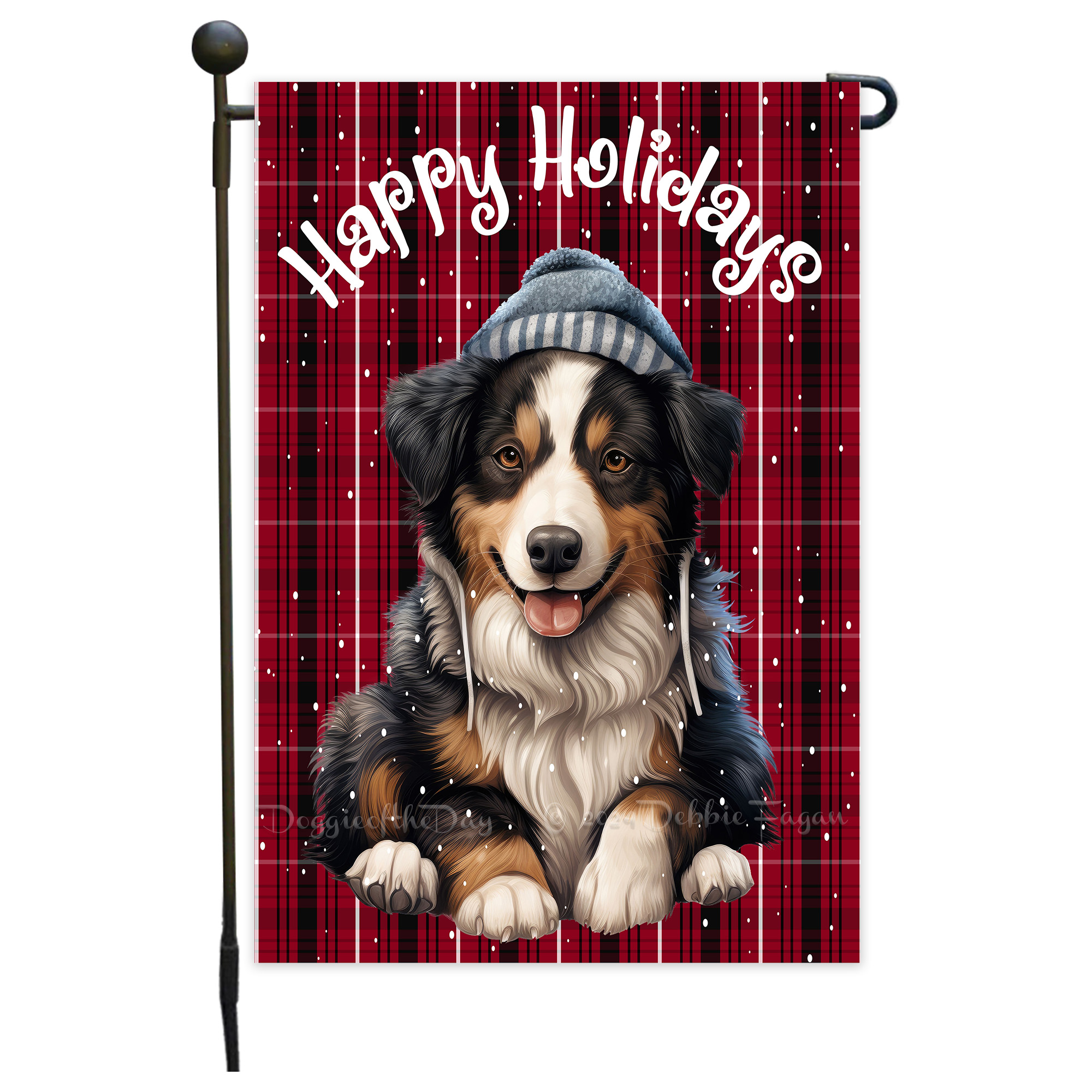 Happy Holidays Double Sided Garden Flag Dogs Lawn Patio Decor 12.5x18 NWT