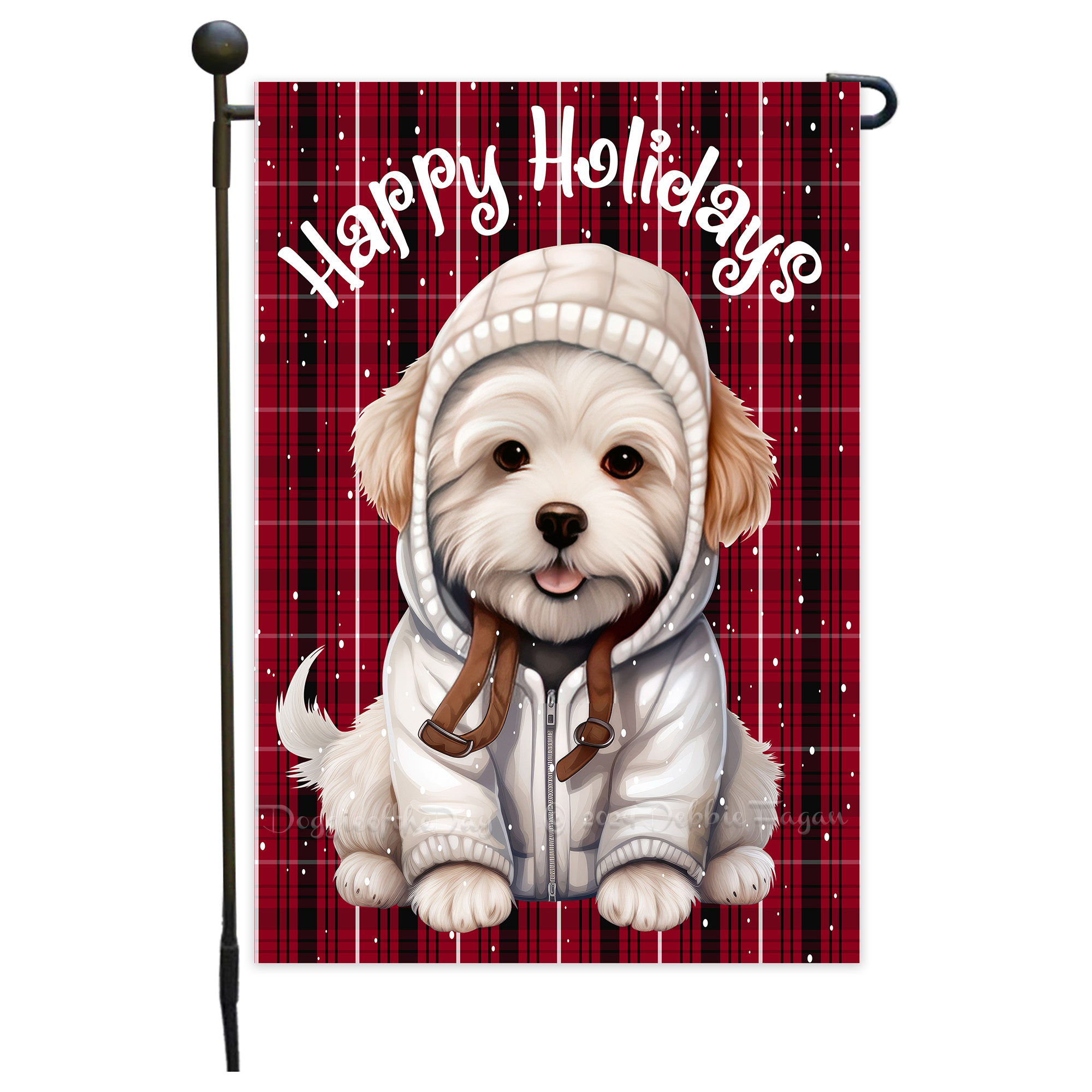 Happy Holidays Double Sided Garden Flag Dogs Lawn Patio Decor 12.5x18 NWT