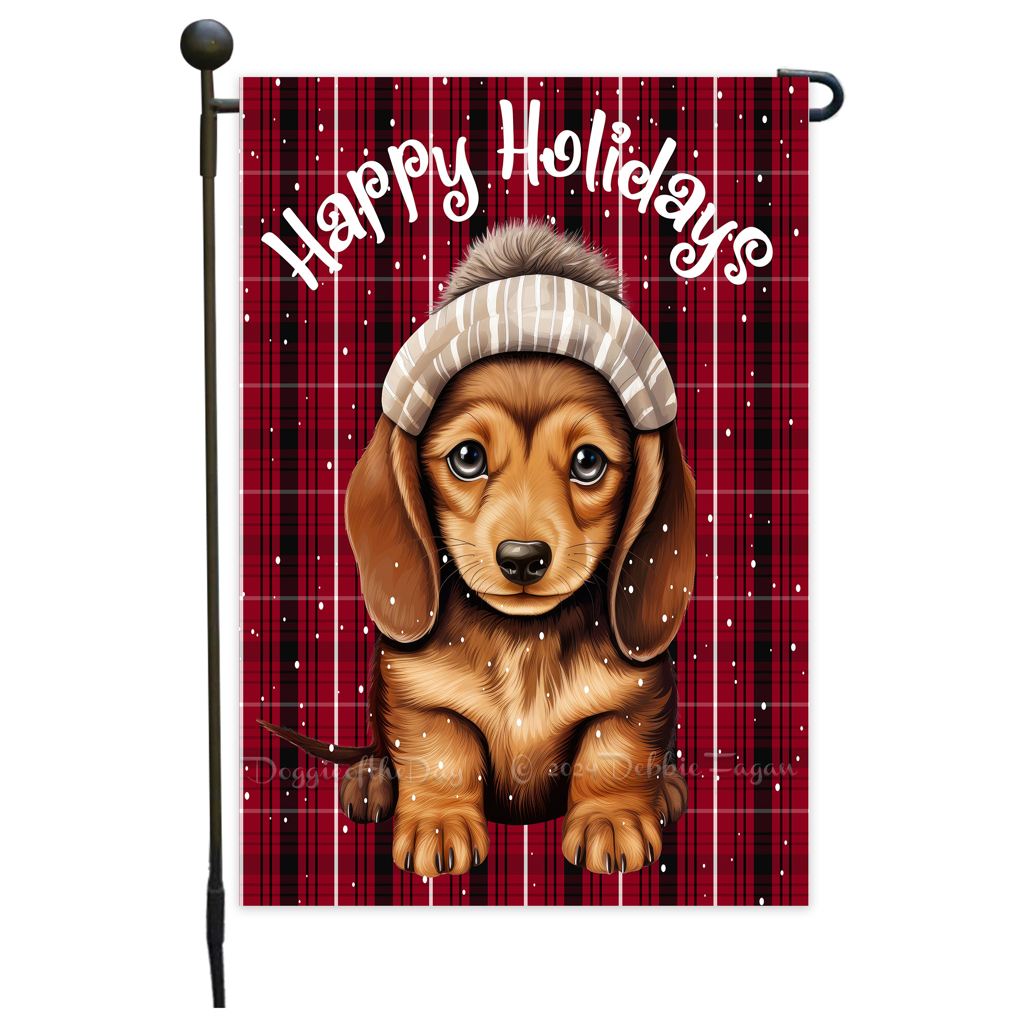 Happy Holidays Double Sided Garden Flag Dogs Lawn Patio Decor 12.5x18 NWT