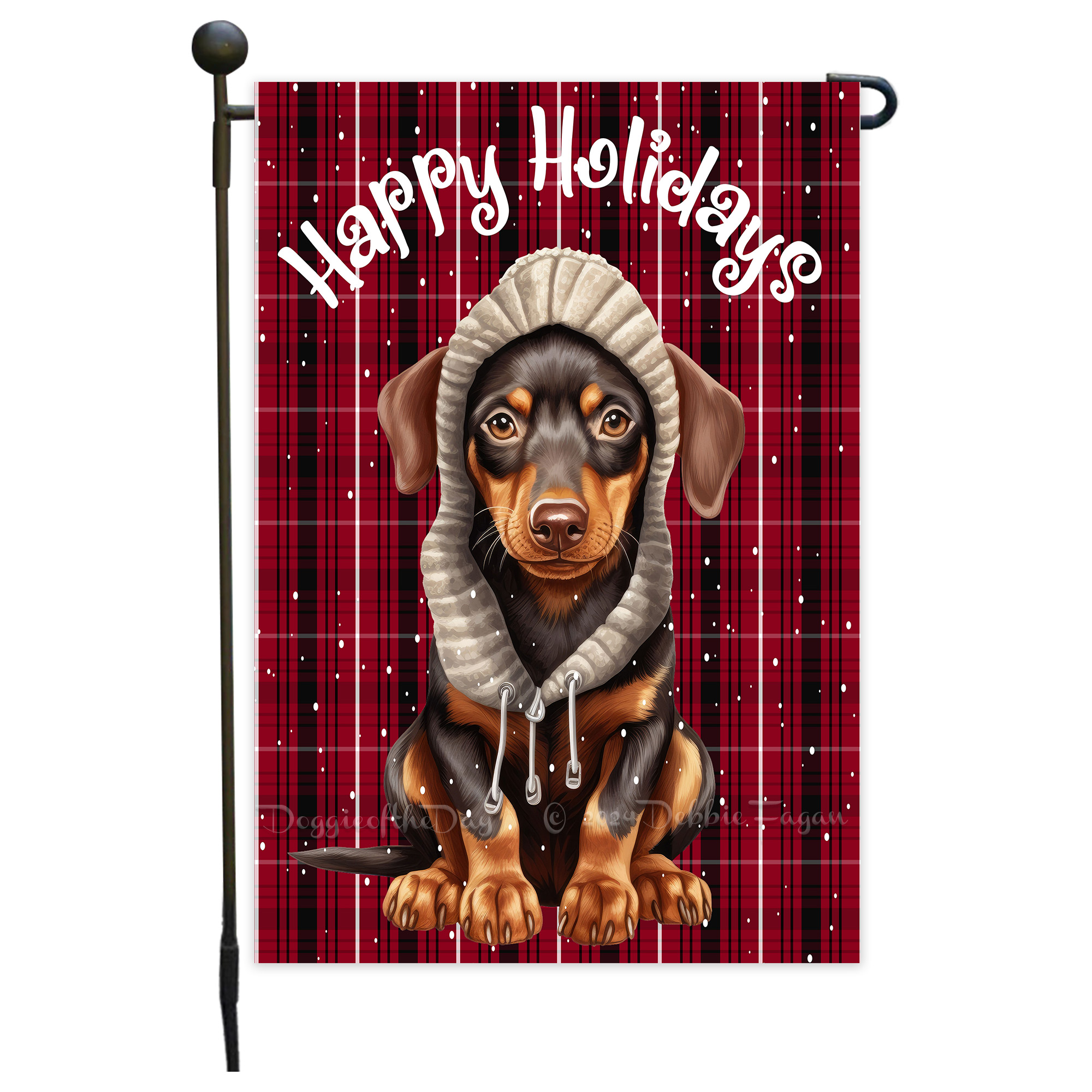 Happy Holidays Double Sided Garden Flag Dogs Lawn Patio Decor 12.5x18 NWT