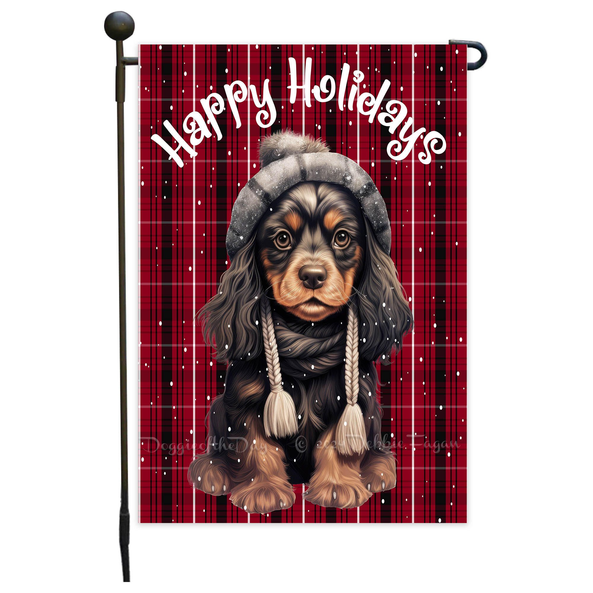 Happy Holidays Double Sided Garden Flag Dogs Lawn Patio Decor 12.5x18 NWT