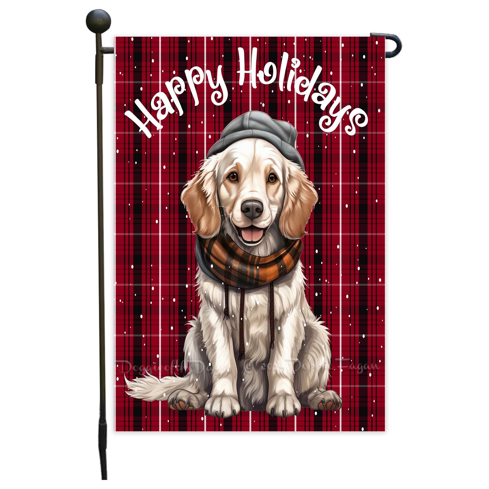 Happy Holidays Double Sided Garden Flag Dogs Lawn Patio Decor 12.5x18 NWT