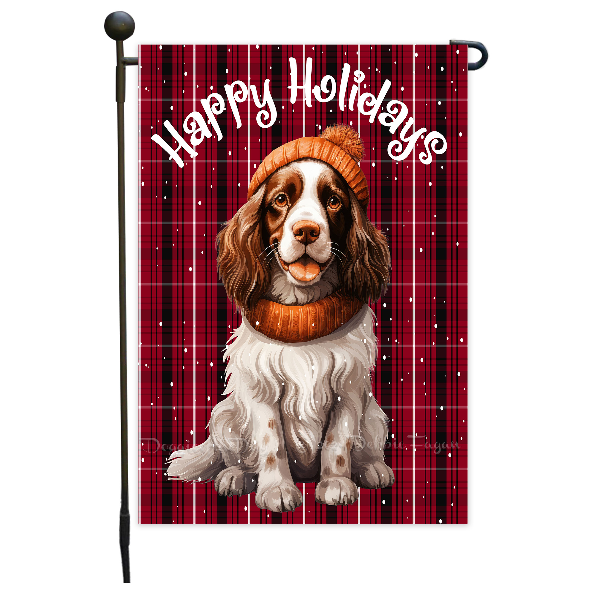 Happy Holidays Double Sided Garden Flag Dogs Lawn Patio Decor 12.5x18 NWT