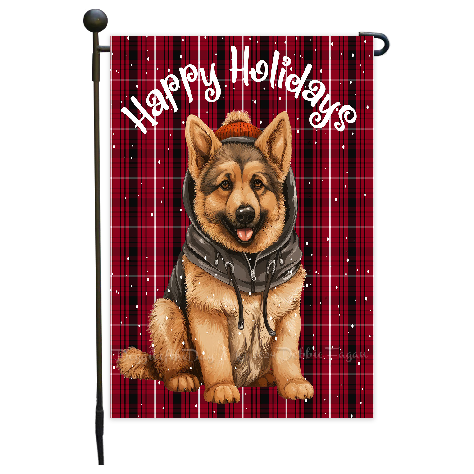 Happy Holidays Double Sided Garden Flag Dogs Lawn Patio Decor 12.5x18 NWT