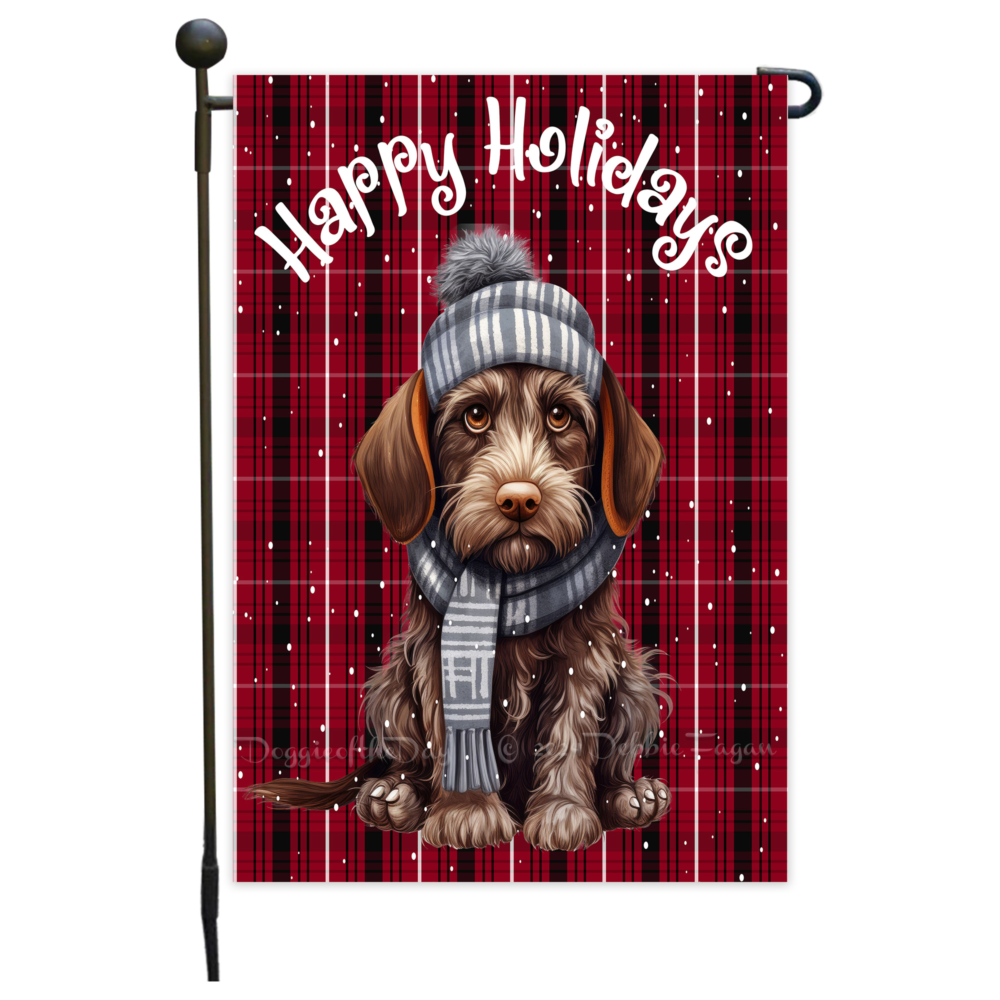 Happy Holidays Double Sided Garden Flag Dogs Lawn Patio Decor 12.5x18 NWT