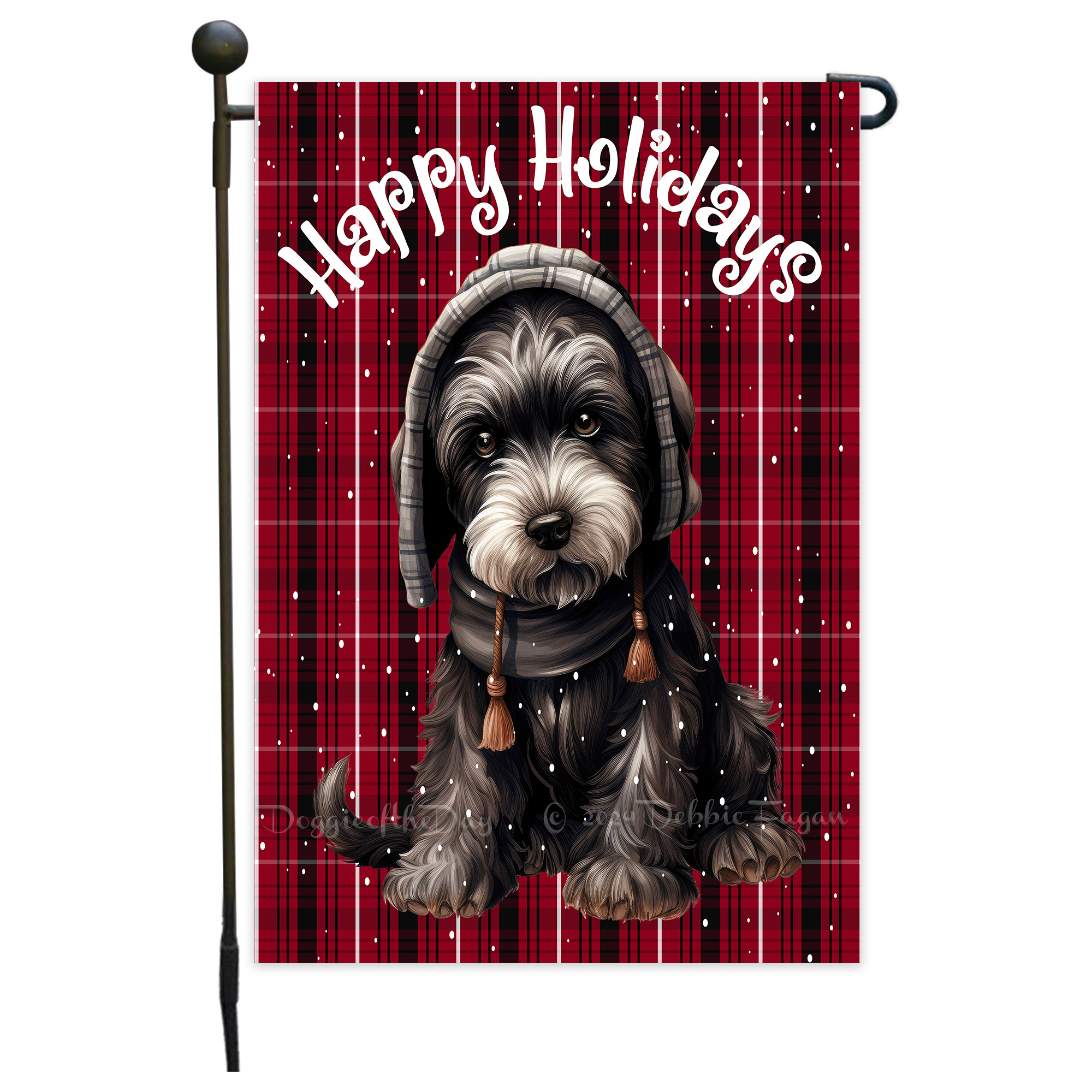 Happy Holidays Double Sided Garden Flag Dogs Lawn Patio Decor 12.5x18 NWT