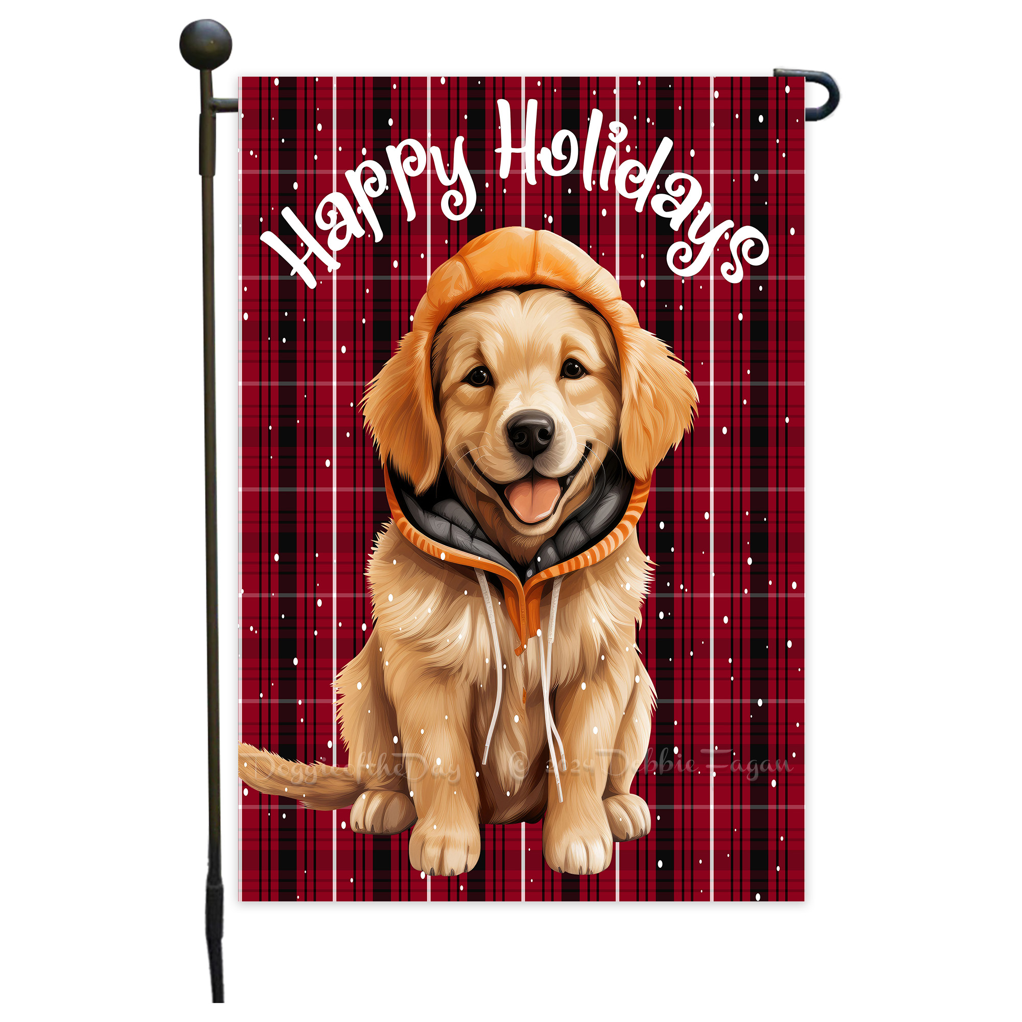 Happy Holidays Double Sided Garden Flag Dogs Lawn Patio Decor 12.5x18 NWT