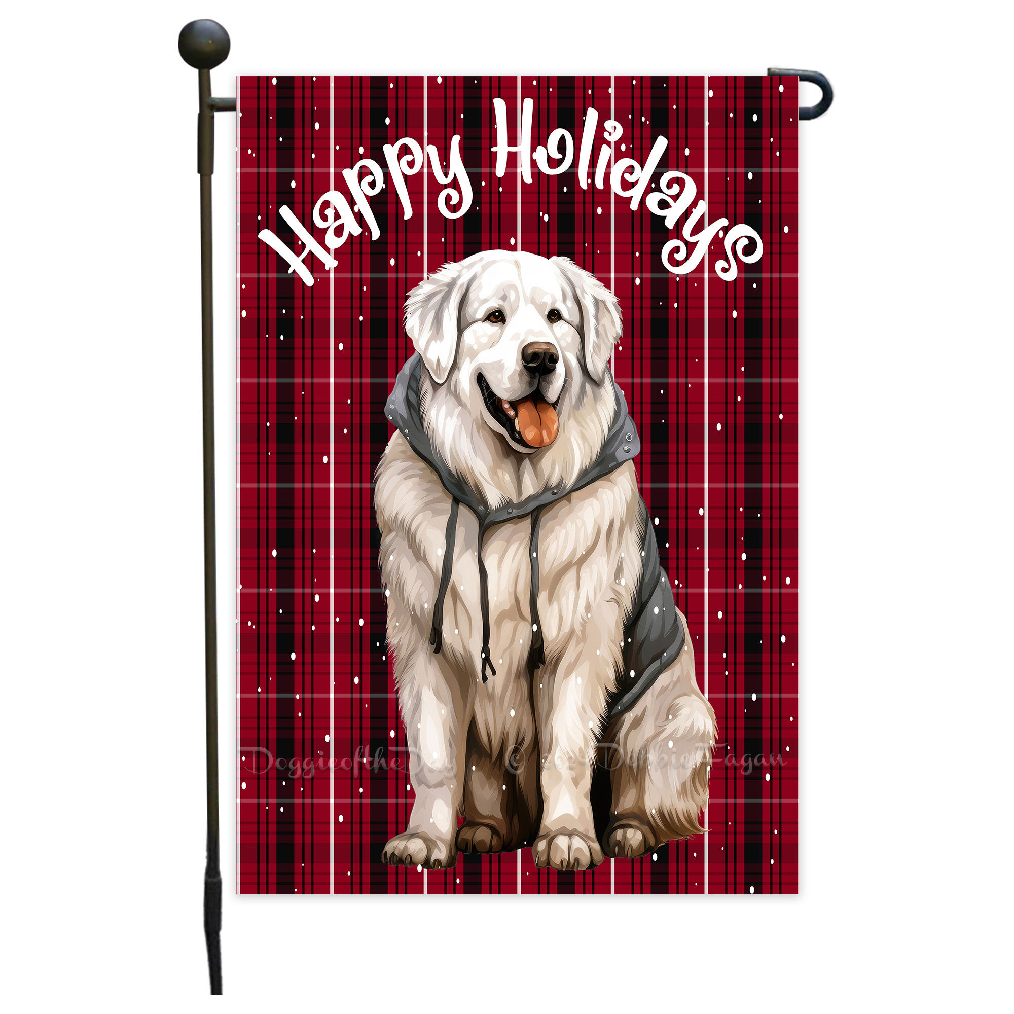 Happy Holidays Double Sided Garden Flag Dogs Lawn Patio Decor 12.5x18 NWT