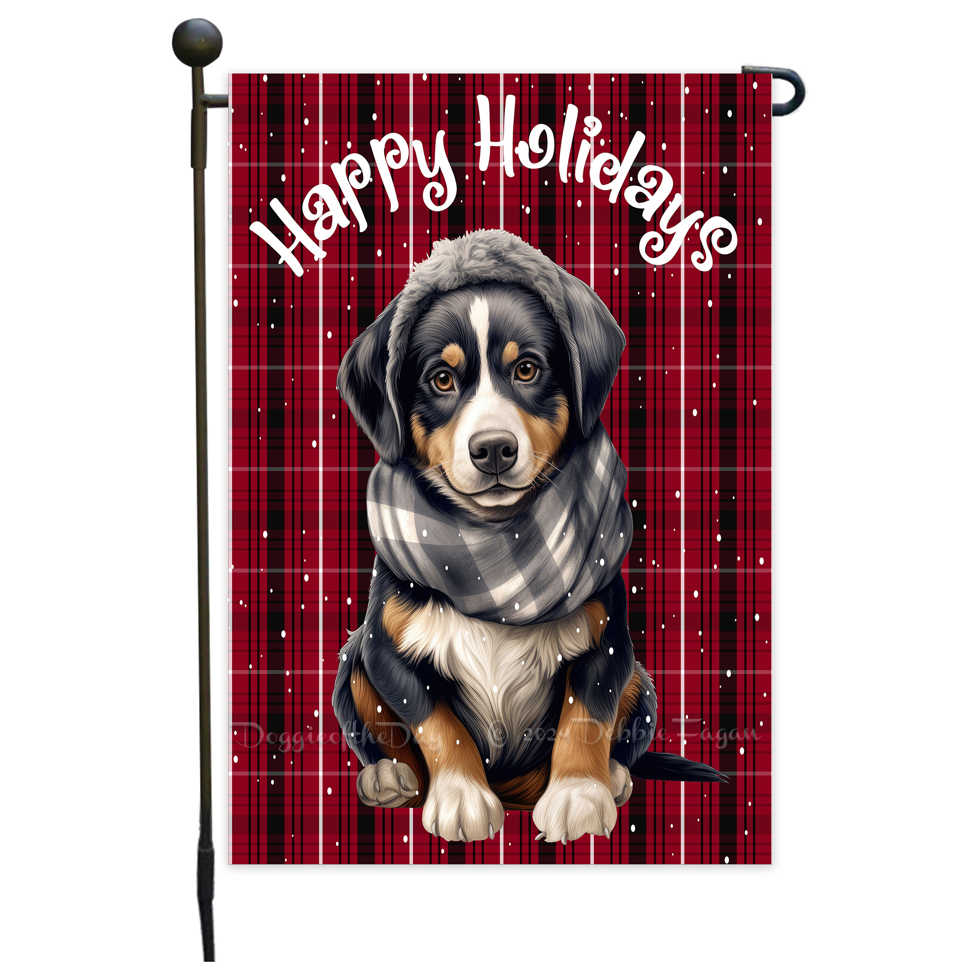 Happy Holidays Double Sided Garden Flag Dogs Lawn Patio Decor 12.5x18 NWT