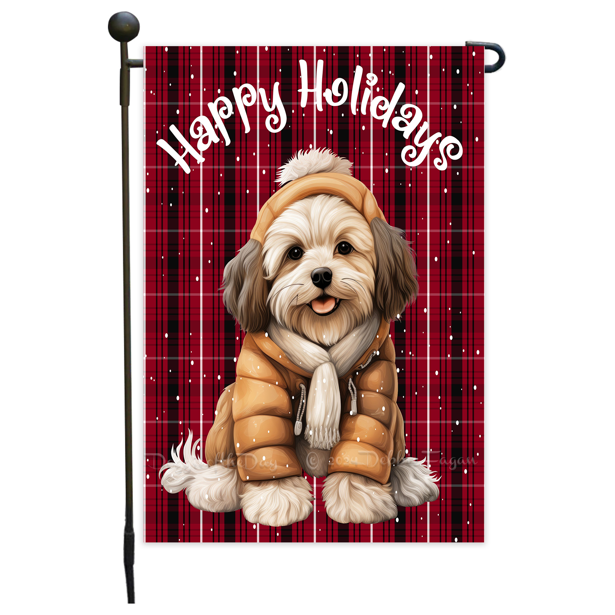 Happy Holidays Double Sided Garden Flag Dogs Lawn Patio Decor 12.5x18 NWT