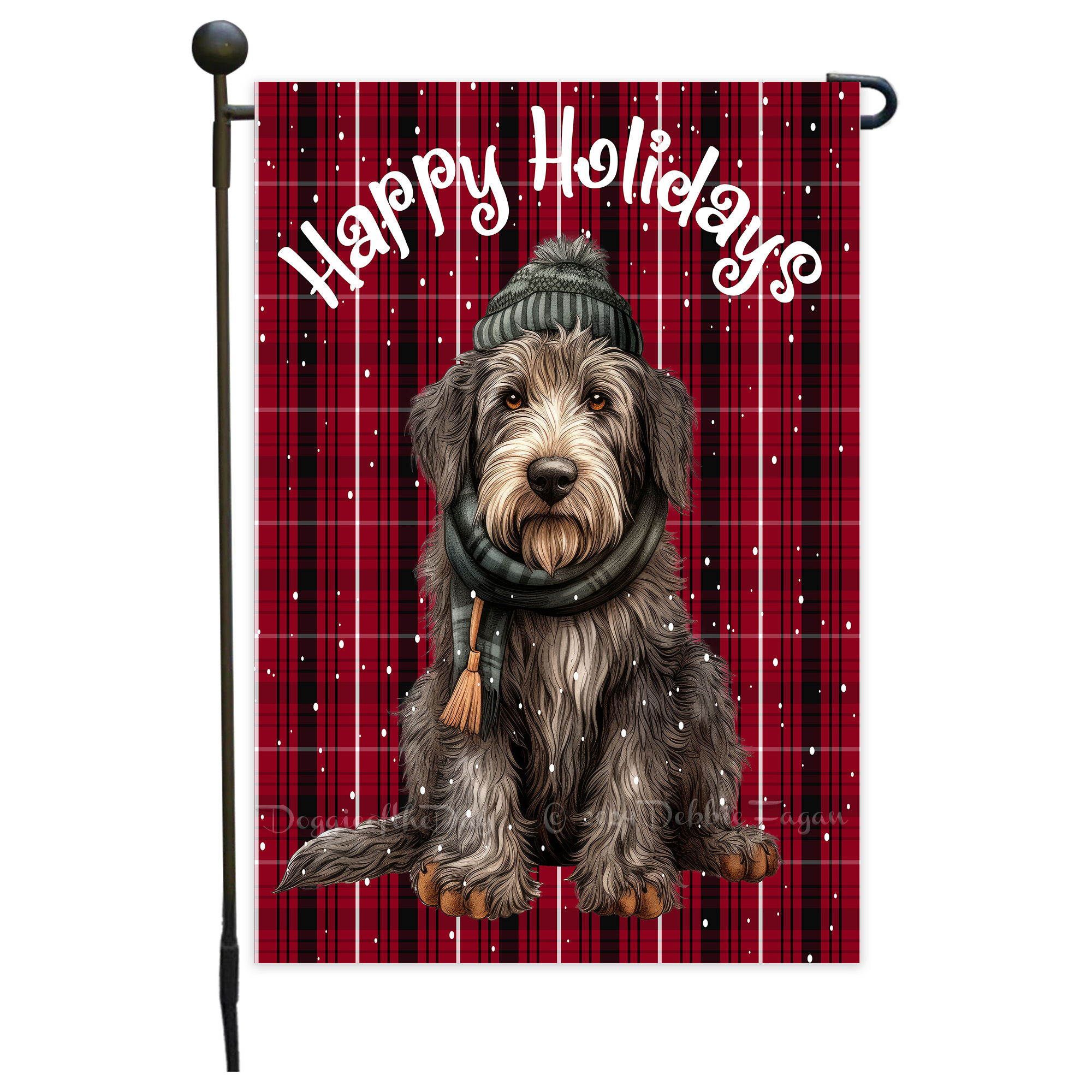 Happy Holidays Double Sided Garden Flag Dogs Lawn Patio Decor 12.5x18 NWT