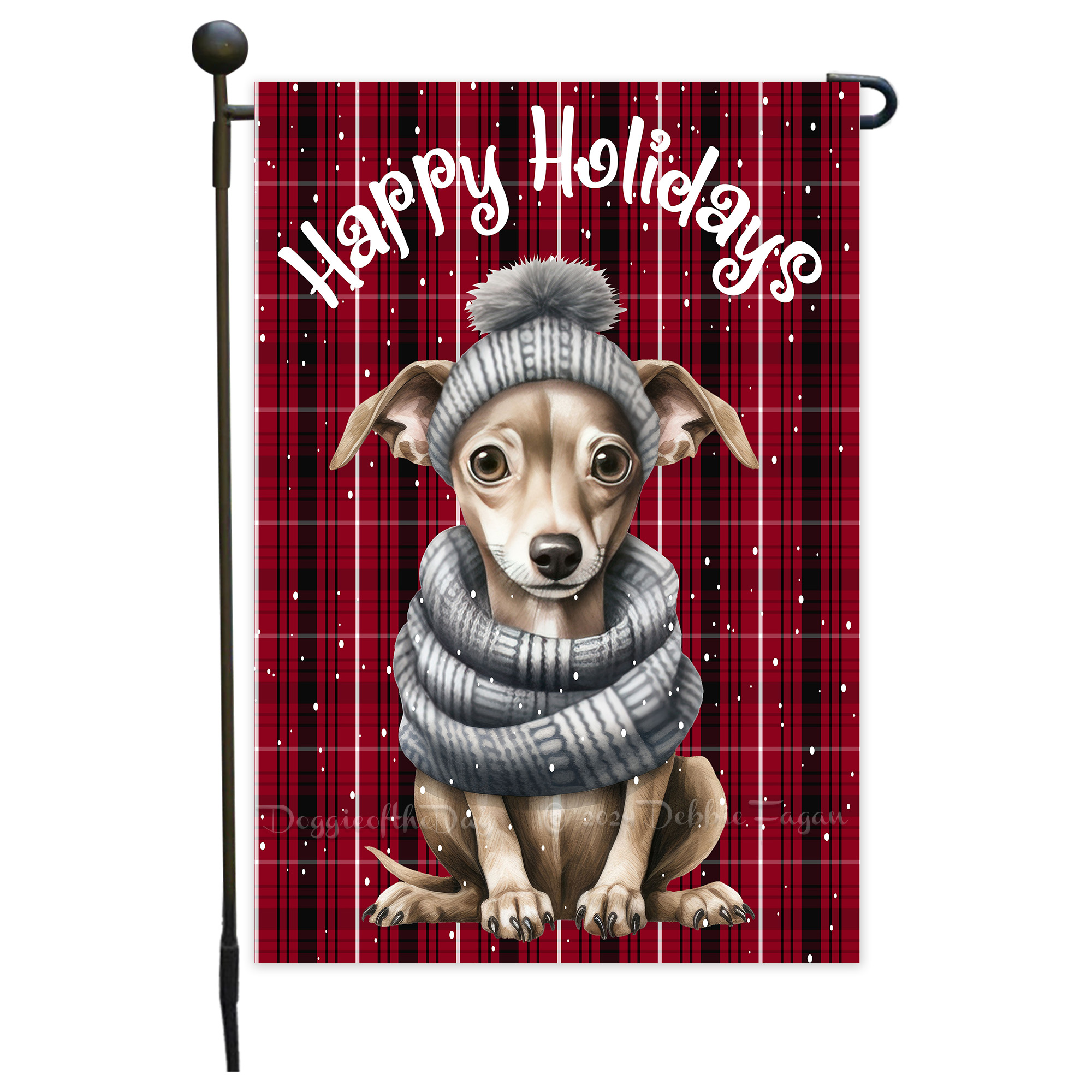 Happy Holidays Double Sided Garden Flag Dogs Lawn Patio Decor 12.5x18 NWT