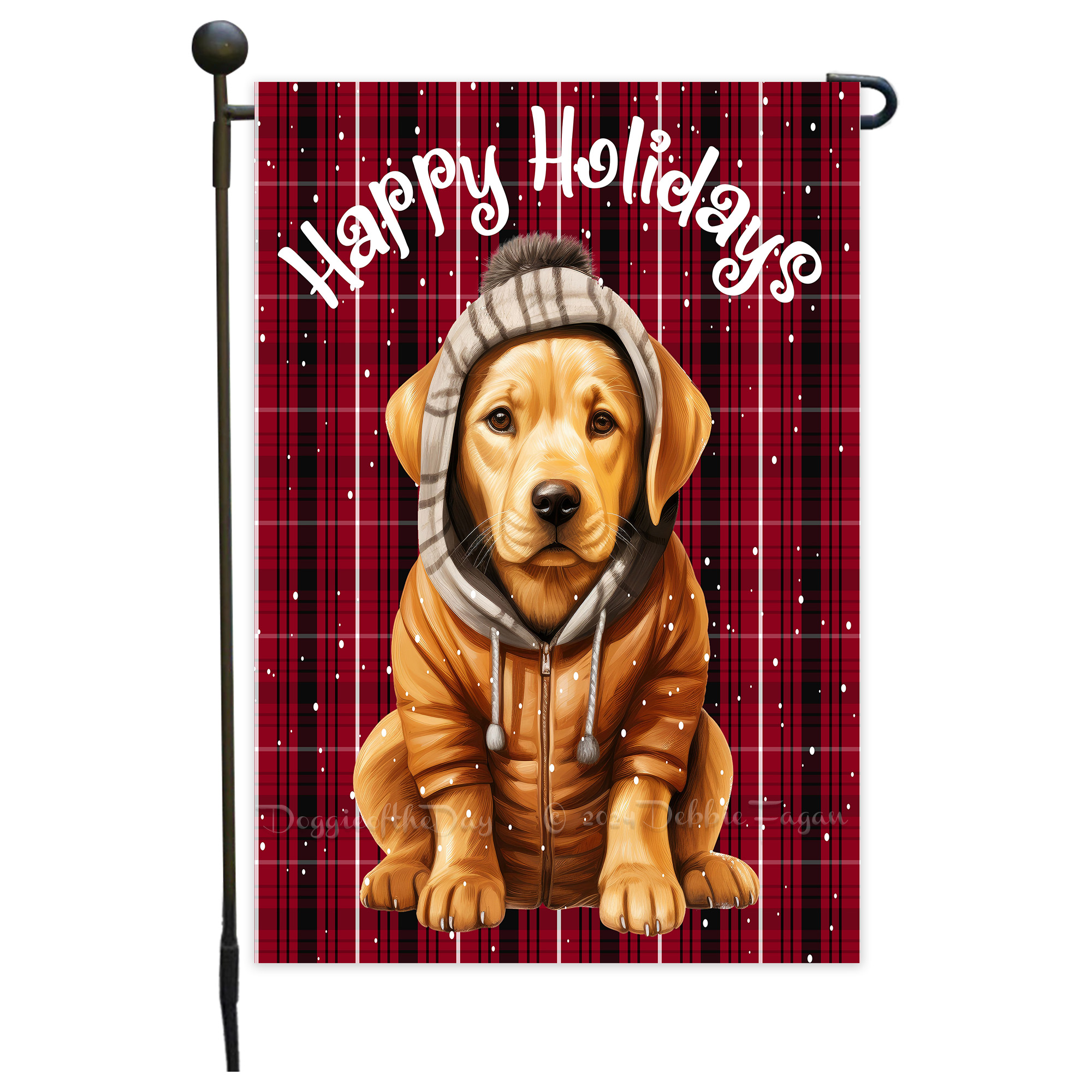 Happy Holidays Double Sided Garden Flag Dogs Lawn Patio Decor 12.5x18 NWT