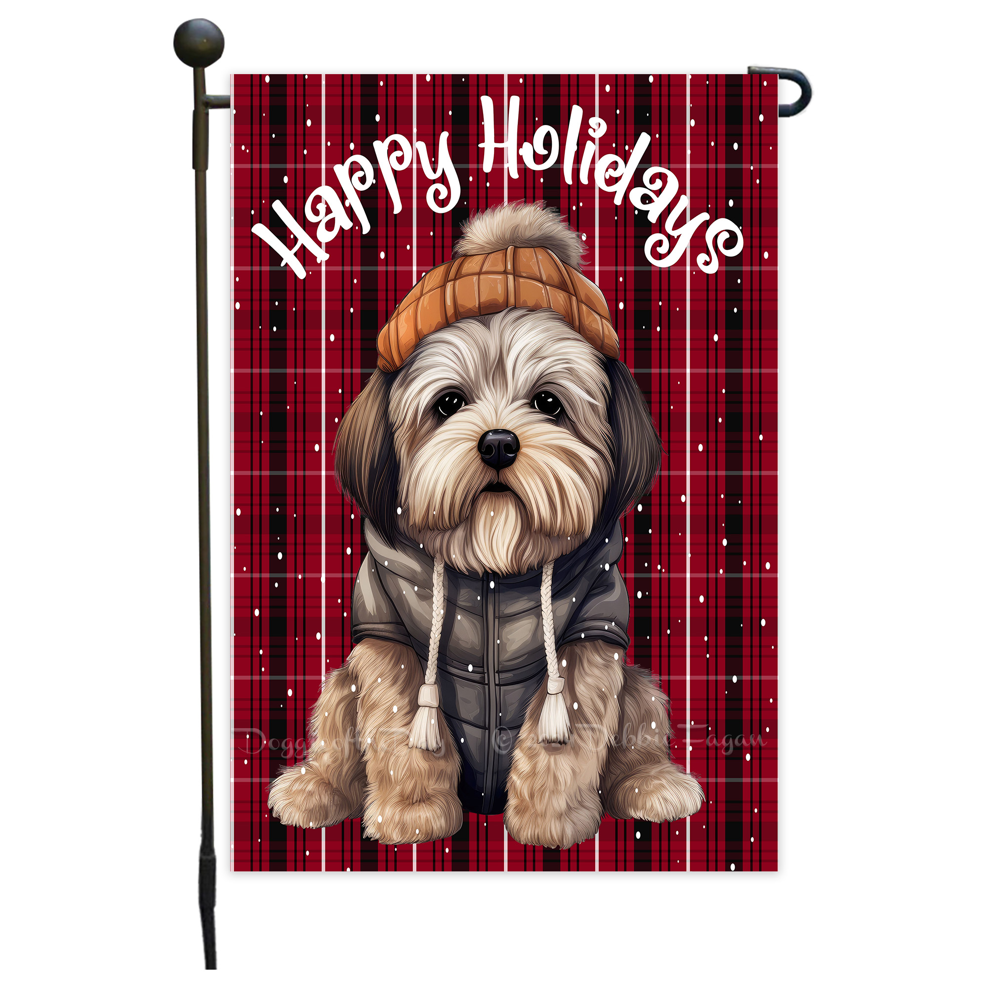 Happy Holidays Double Sided Garden Flag Dogs Lawn Patio Decor 12.5x18 NWT