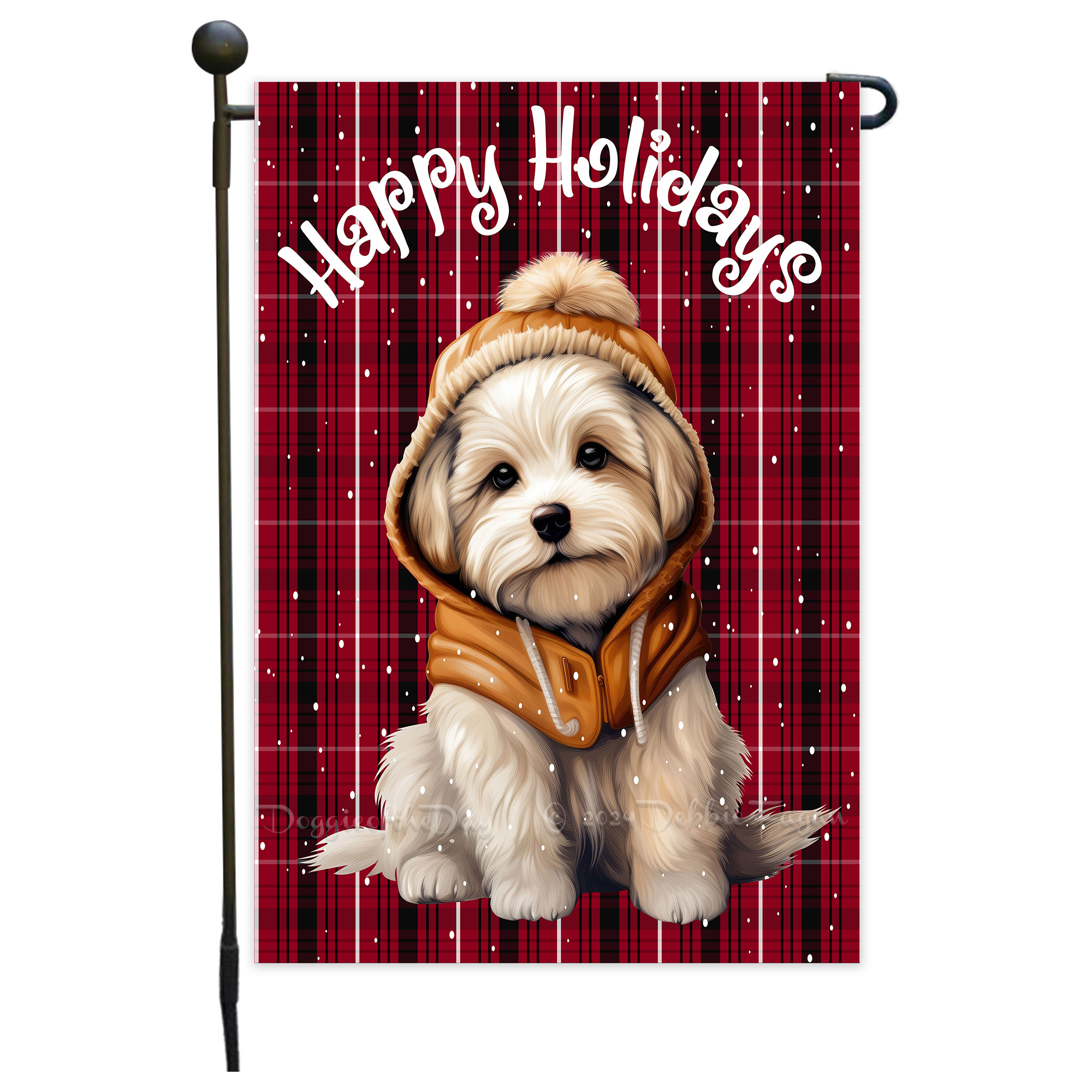 Happy Holidays Double Sided Garden Flag Dogs Lawn Patio Decor 12.5x18 NWT