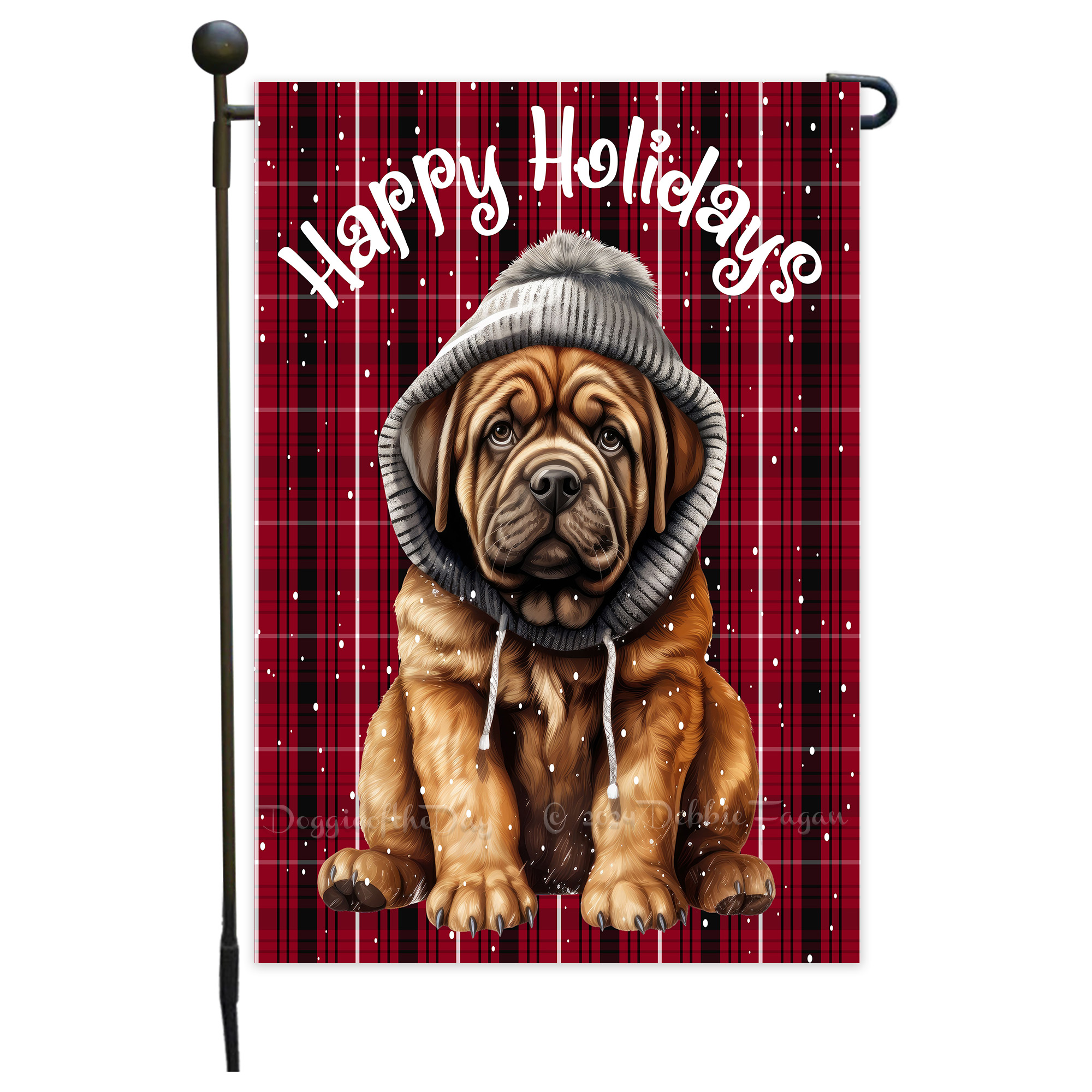 Happy Holidays Double Sided Garden Flag Dogs Lawn Patio Decor 12.5x18 NWT