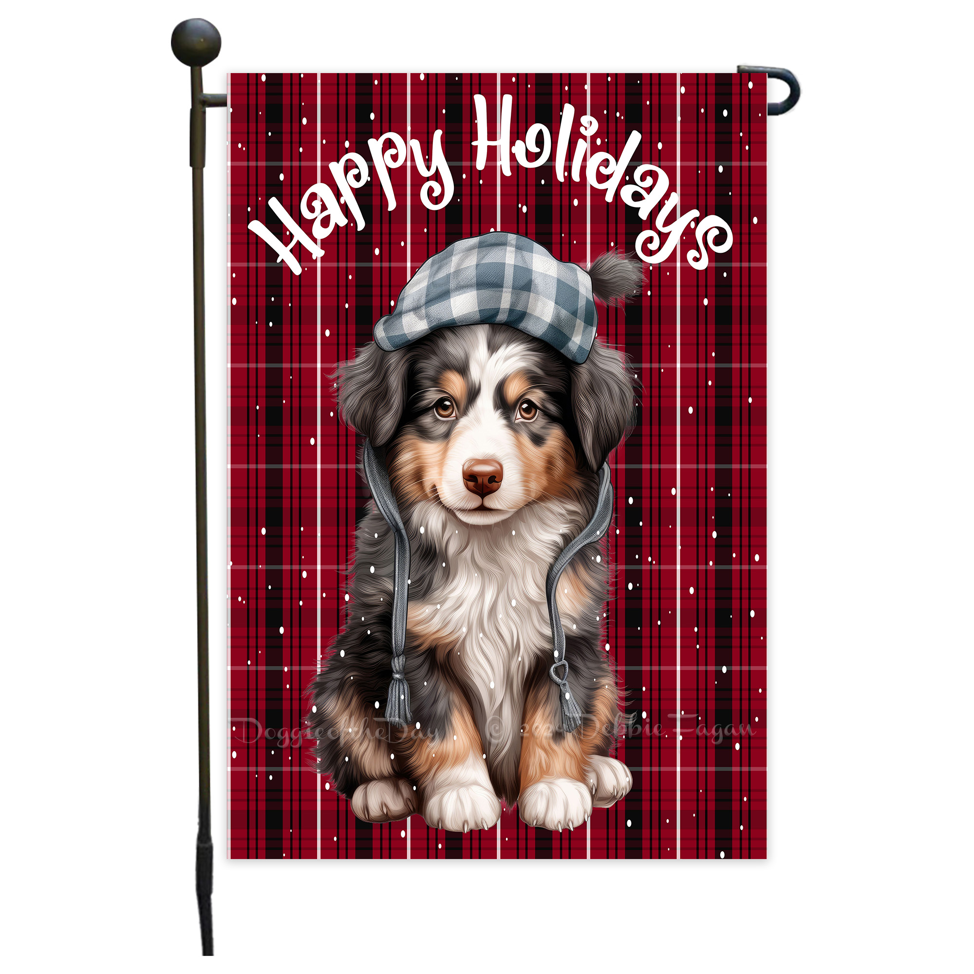 Happy Holidays Double Sided Garden Flag Dogs Lawn Patio Decor 12.5x18 NWT