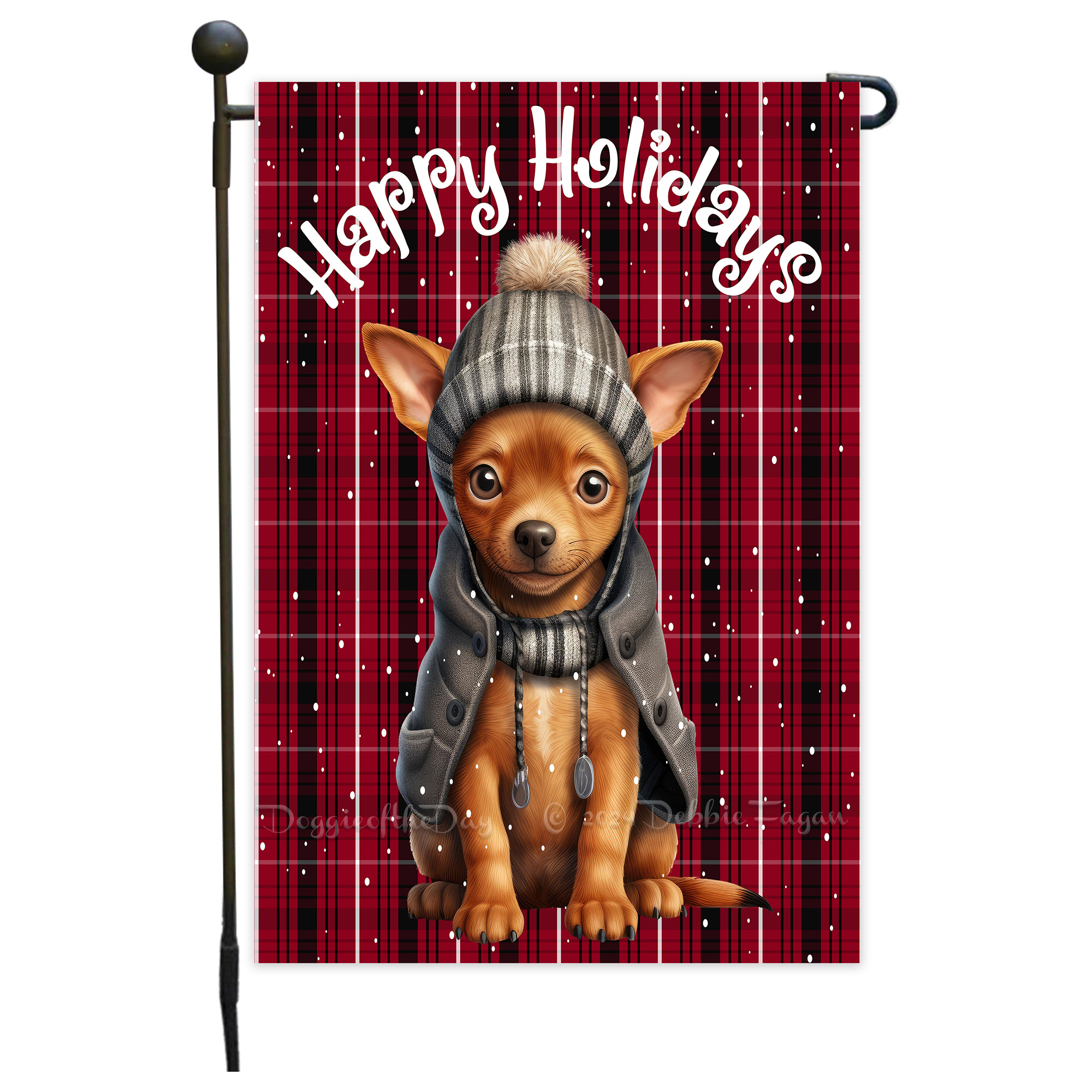 Happy Holidays Double Sided Garden Flag Dogs Lawn Patio Decor 12.5x18 NWT